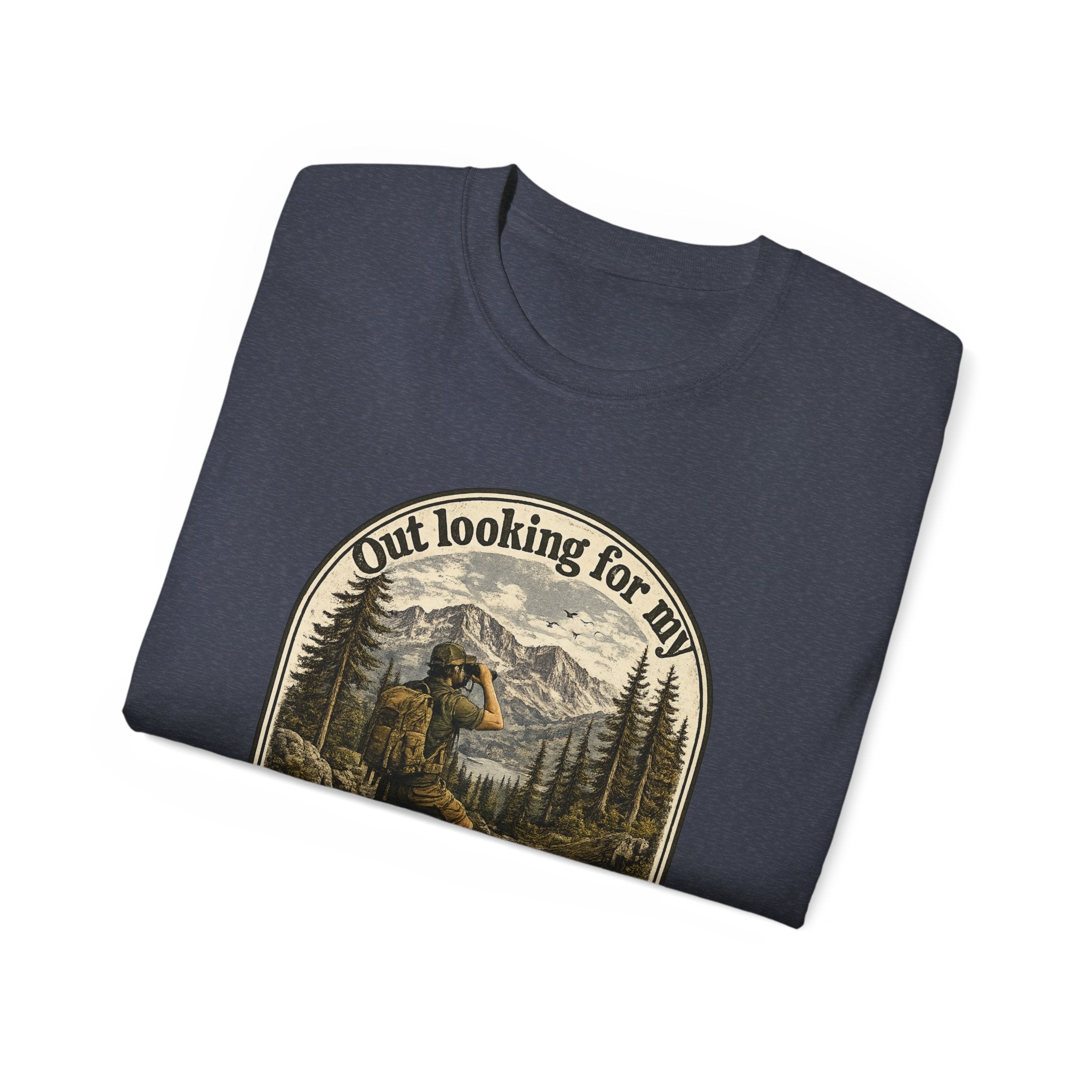 Adventure Graphic Tee — “Out Looking for My Will to Survive” Mountain Hiking Shirt