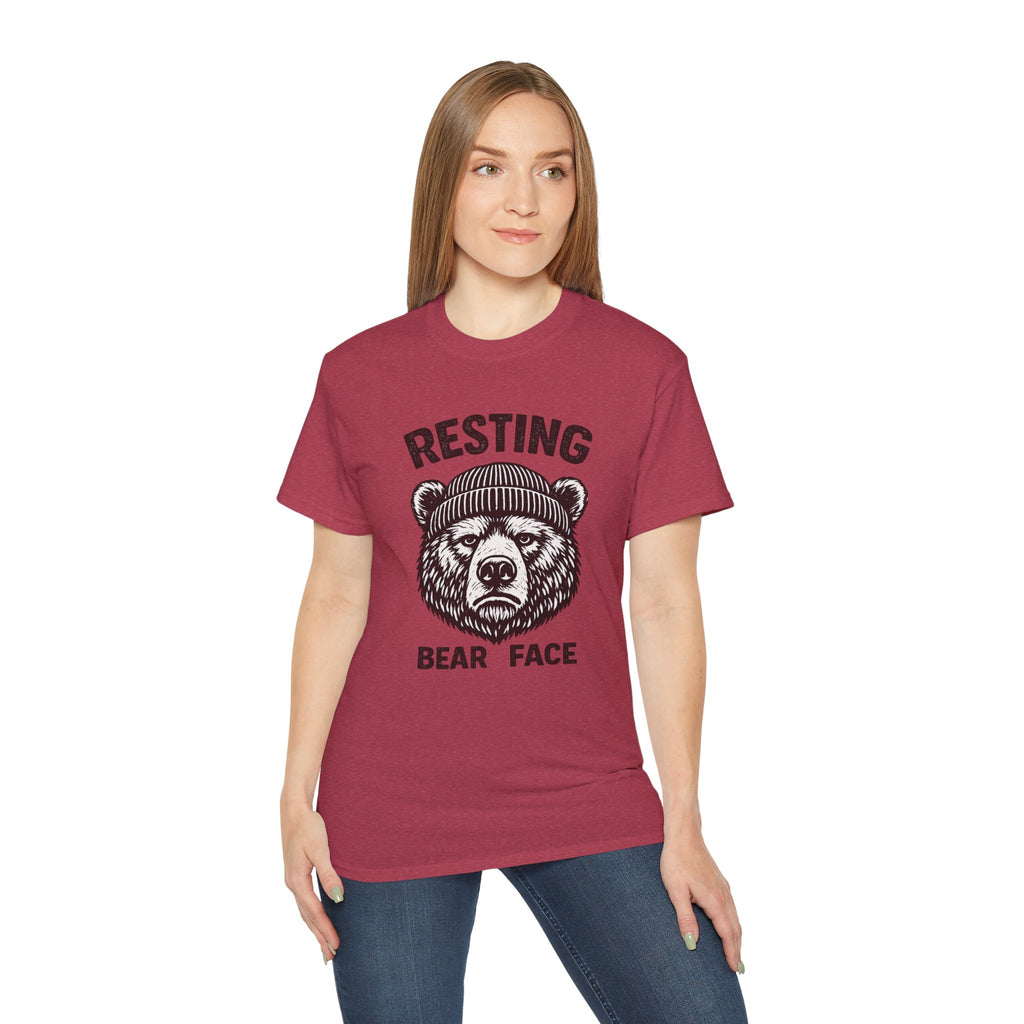 "Resting Bear Face" Graphic Tee, Funny Bear Illustration