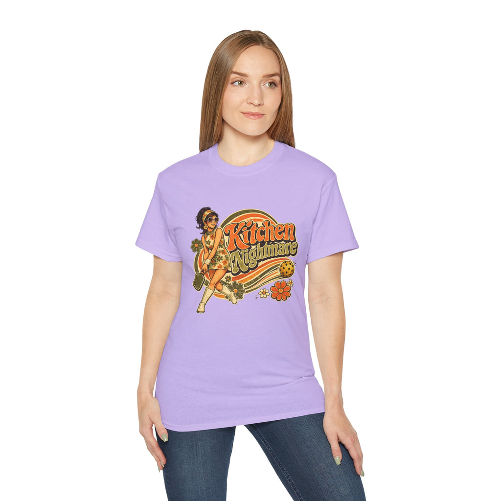 Kitchen Nightmare Retro Tee — Vintage Pinup Pickleball Graphic Shirt