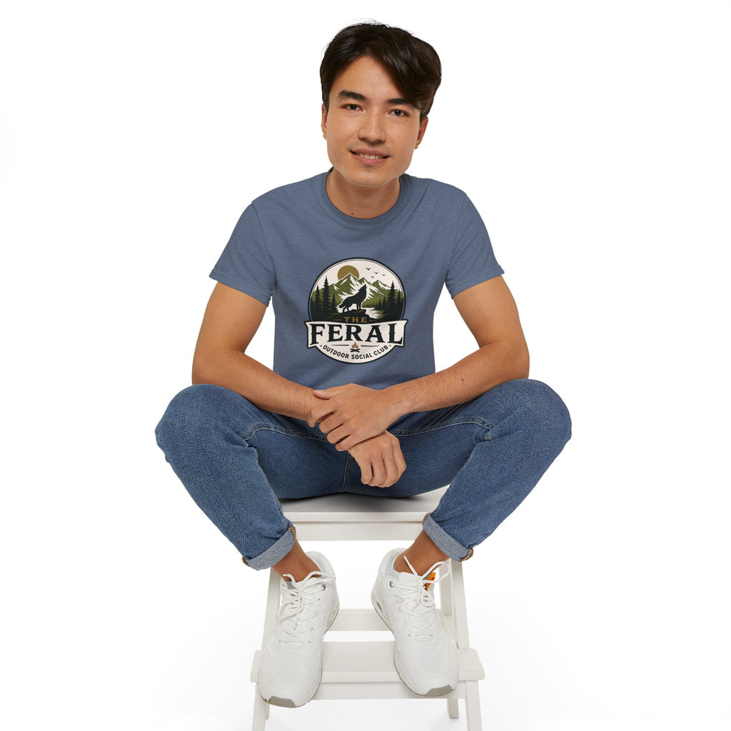 Feral Outdoor Social Club T-Shirt — Wilderness Wolf Logo Tee