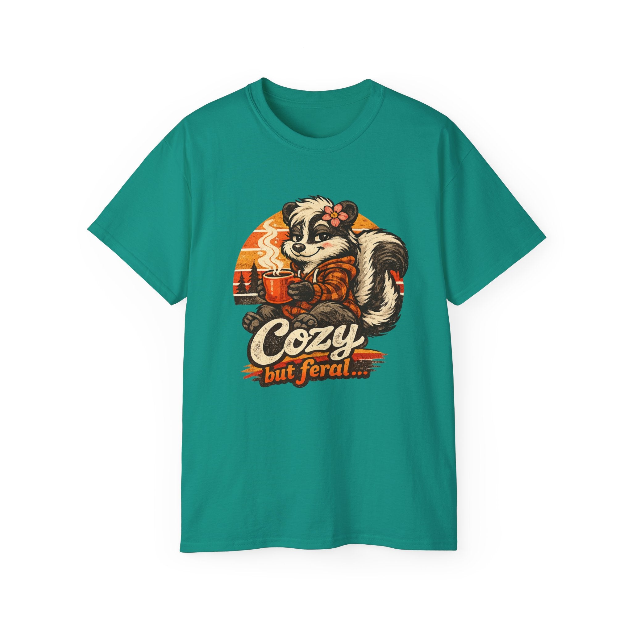 Cozy But Feral Skunk T-Shirt – Cute Retro Autumn Graphic Tee
