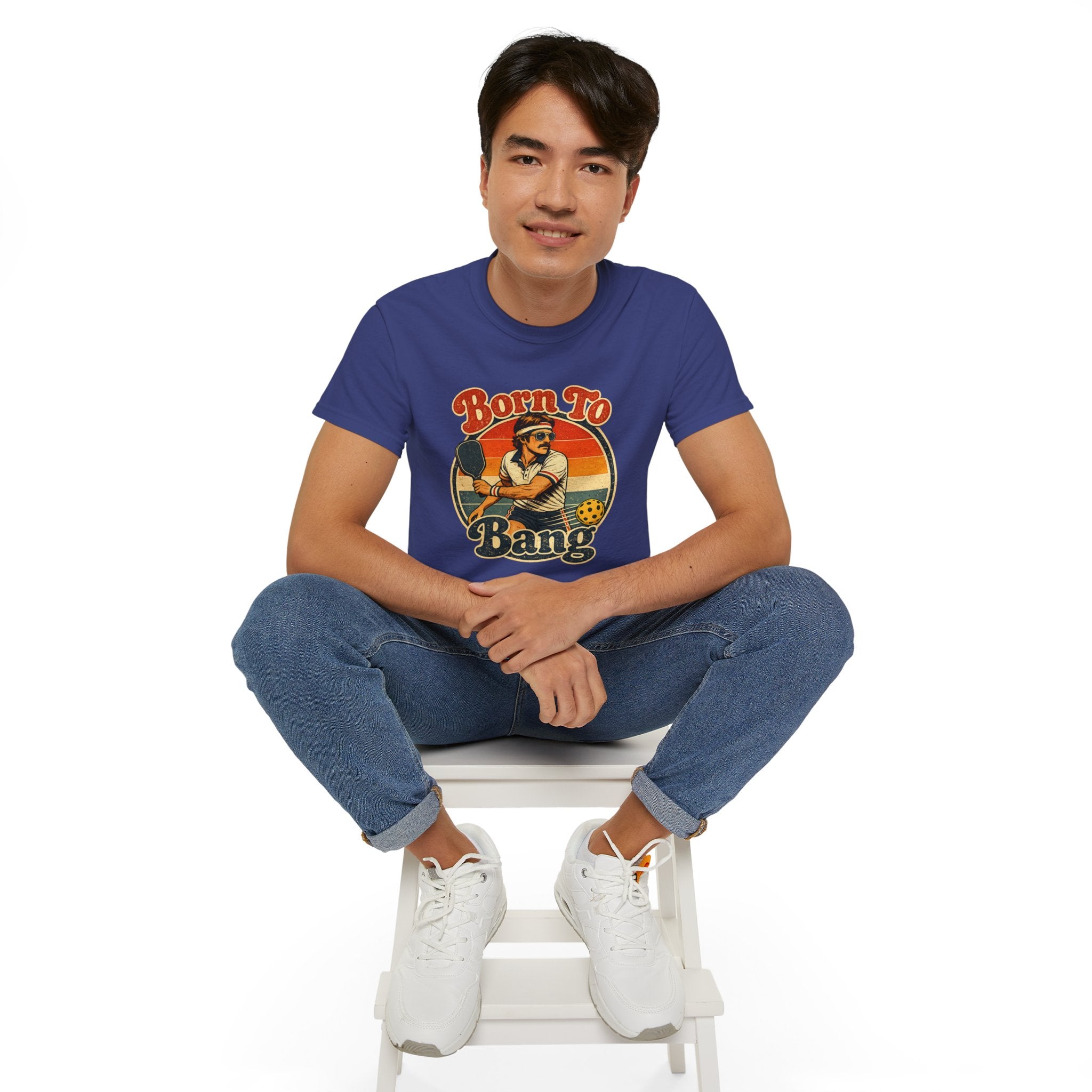Men’s Born To Bang Vintage Pickleball T-Shirt — Retro Court Player Tee