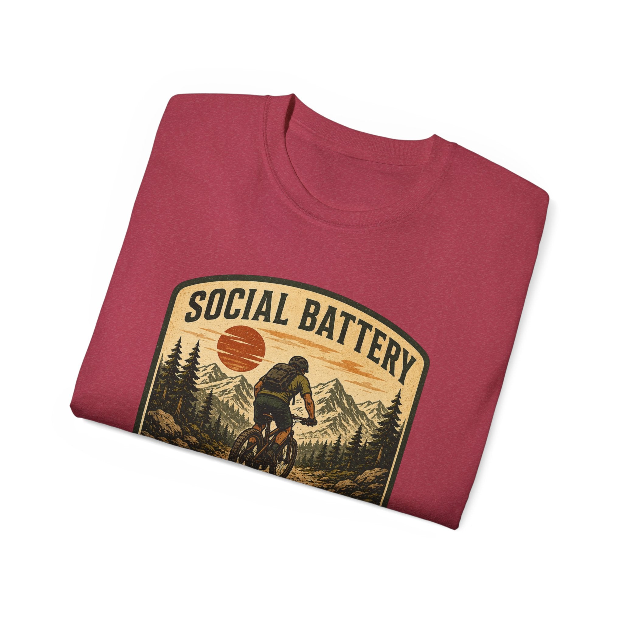 Mountain Biking Tee — "Social Battery Charges on Trails Only" Graphic T‑Shirt