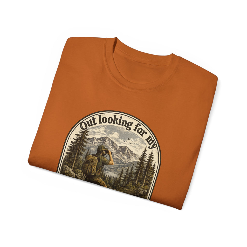 Adventure Graphic Tee — “Out Looking for My Will to Survive” Mountain Hiking Shirt