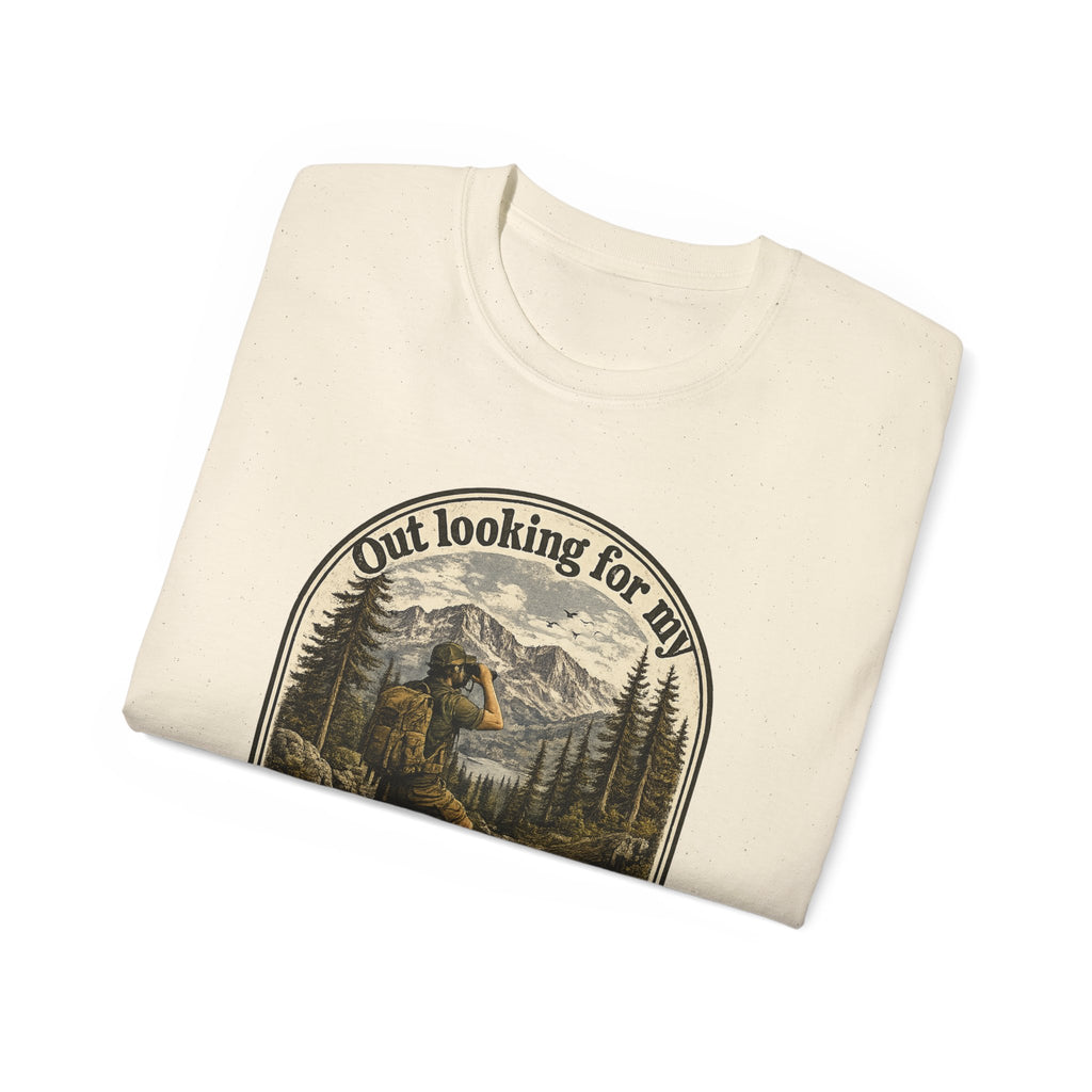 Adventure Graphic Tee — “Out Looking for My Will to Survive” Mountain Hiking Shirt