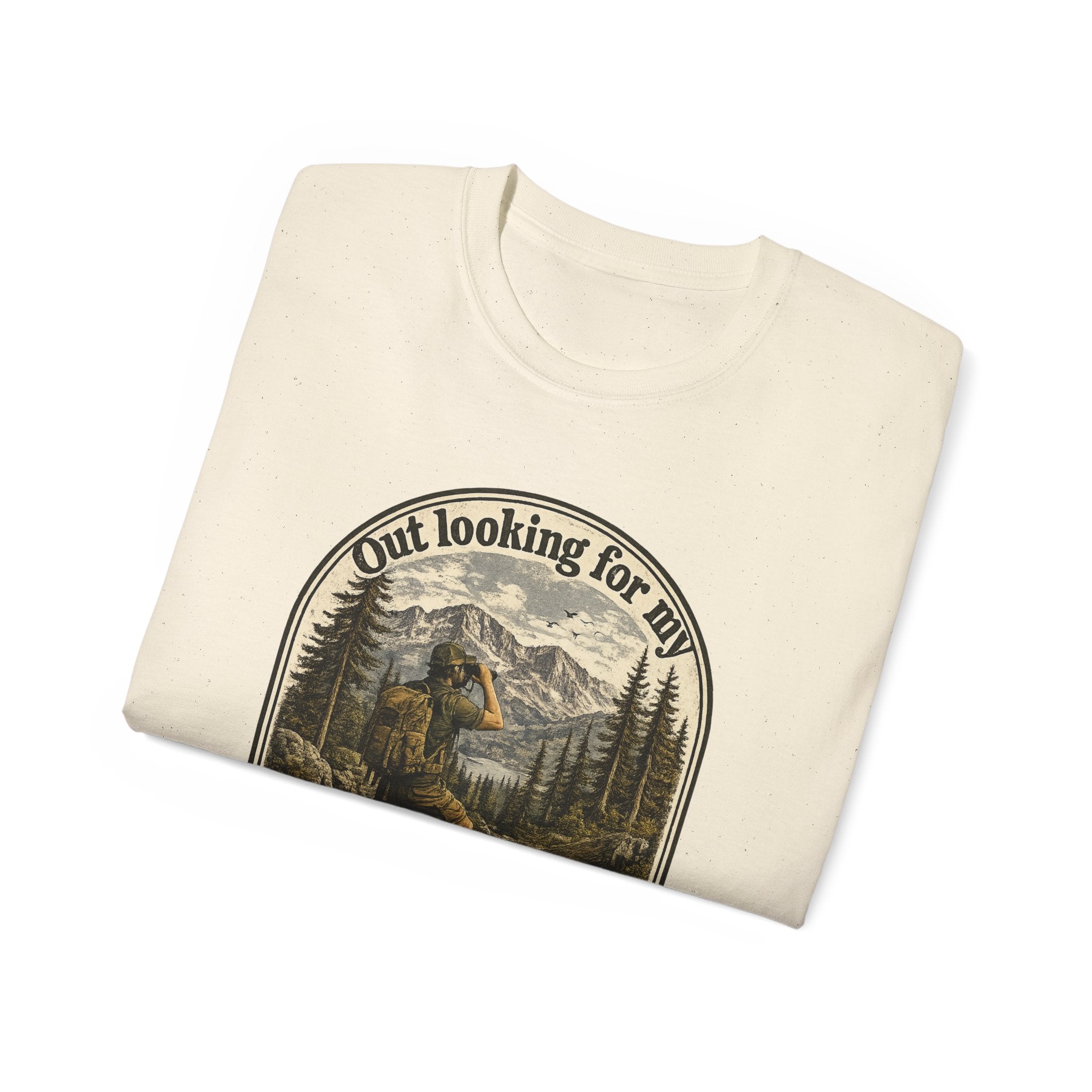 Adventure Graphic Tee — “Out Looking for My Will to Survive” Mountain Hiking Shirt