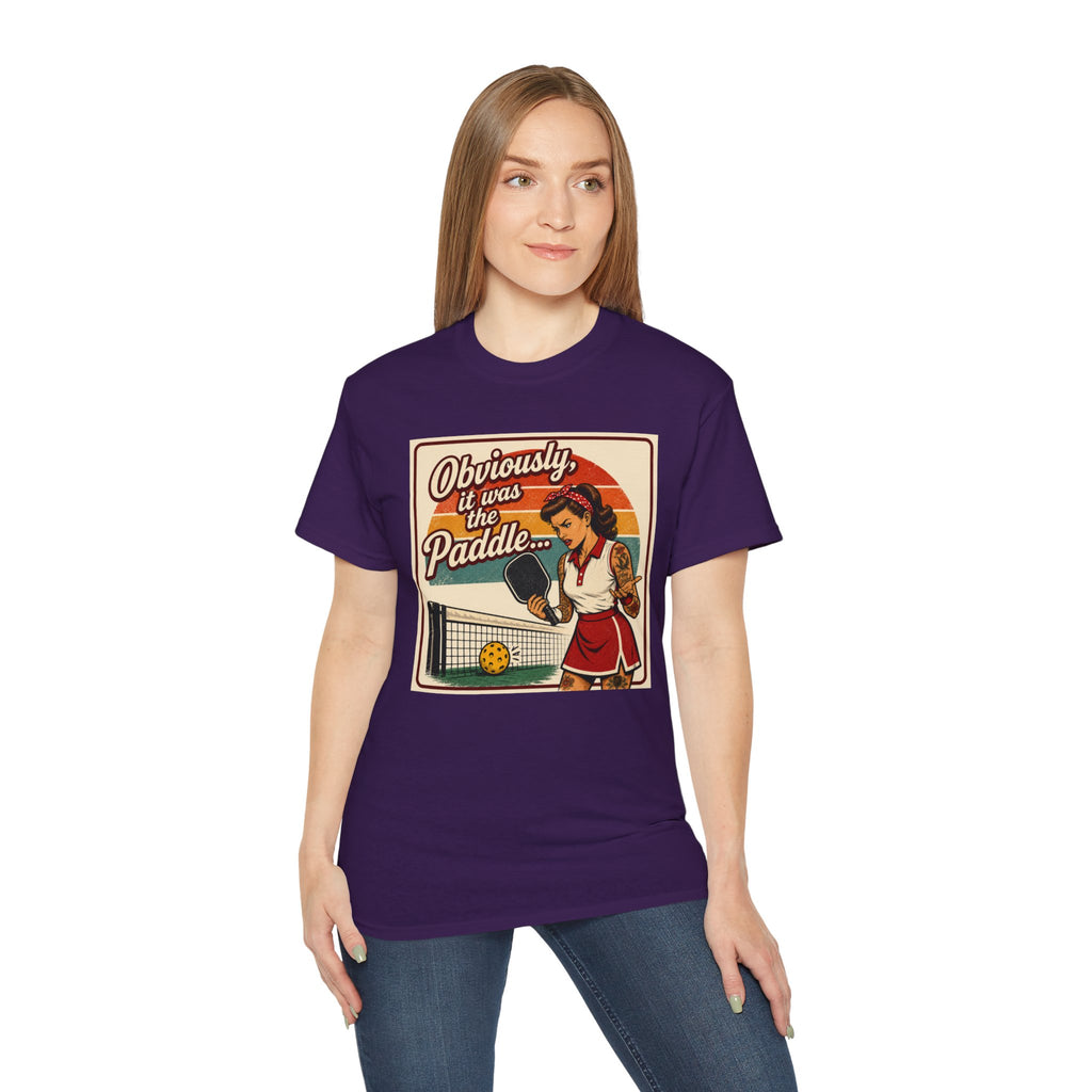 Pickleball Tee - "Obviously It Was The Paddle" Retro Vintage Design