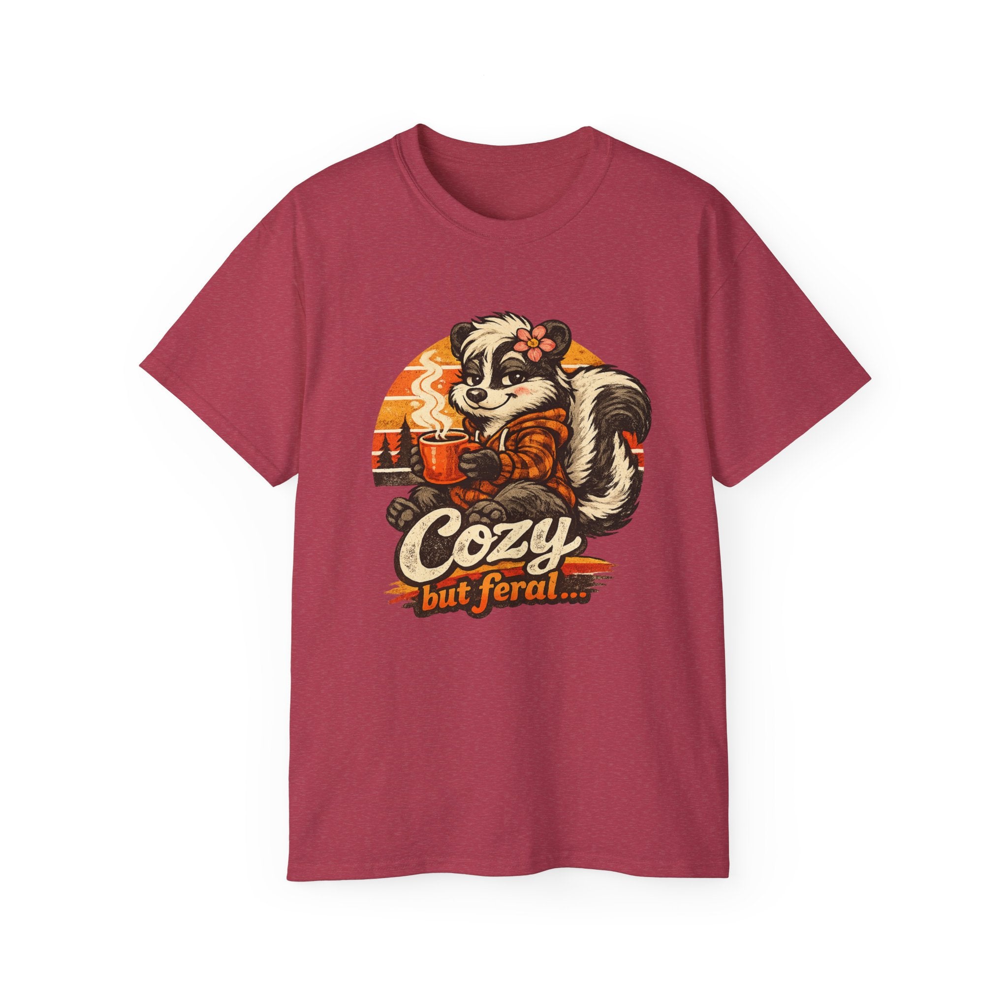 Cozy But Feral Skunk T-Shirt – Cute Retro Autumn Graphic Tee