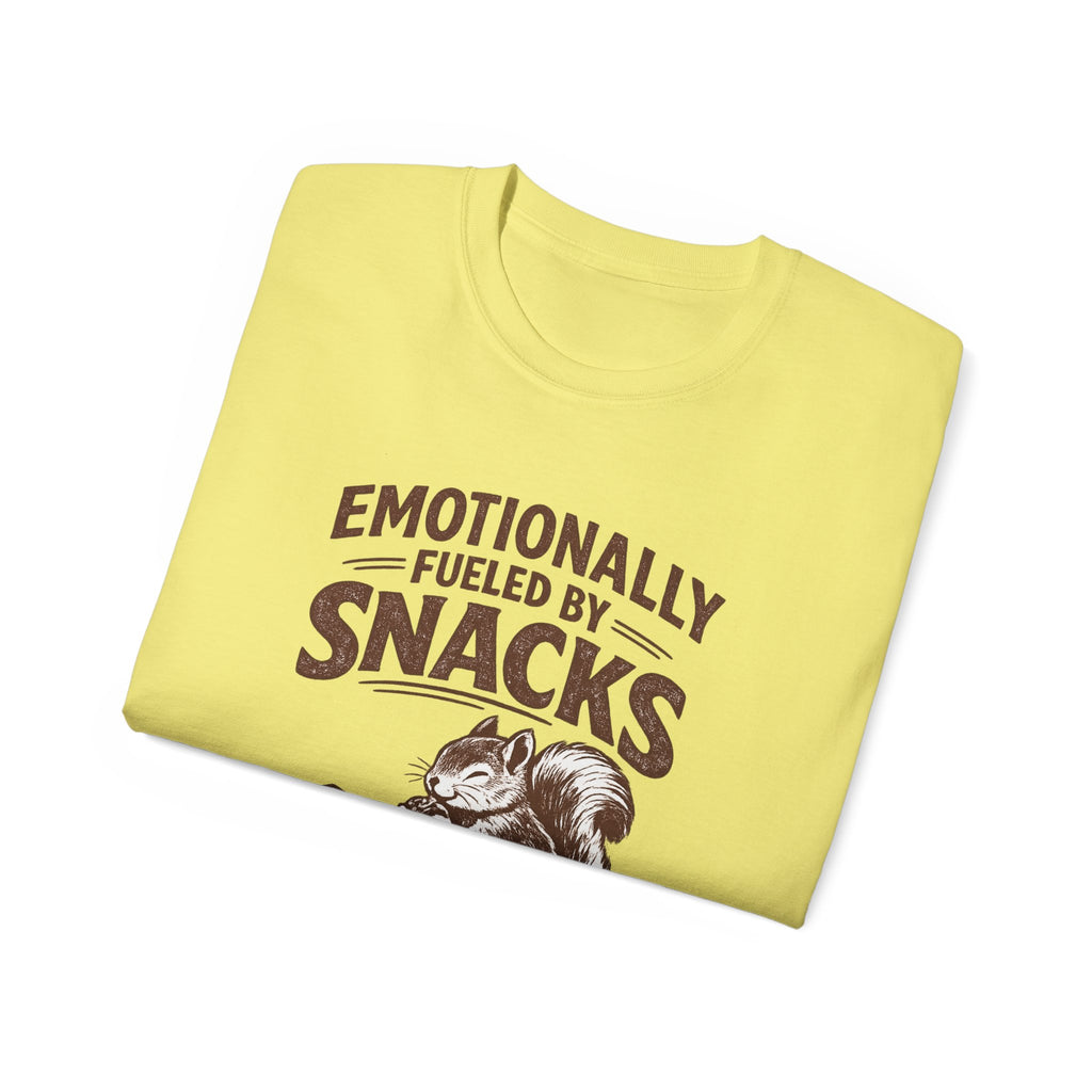 Emotionally Fueled by Snacks T-Shirt — Cute Squirrel Snack Graphic Tee