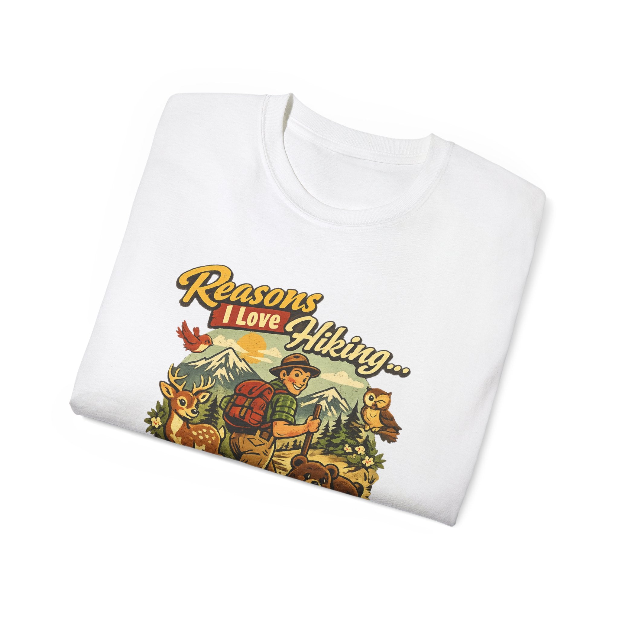 Hiking T-Shirt — Men’s "Reasons I Love Hiking... It Keeps Me From Being Charged For Murder" Vintage Outdoor Tee