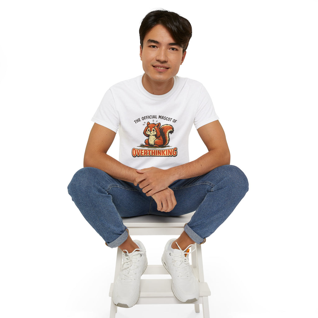 Overthinking Mascot T-Shirt — Cute Retro Squirrel Graphic Tee