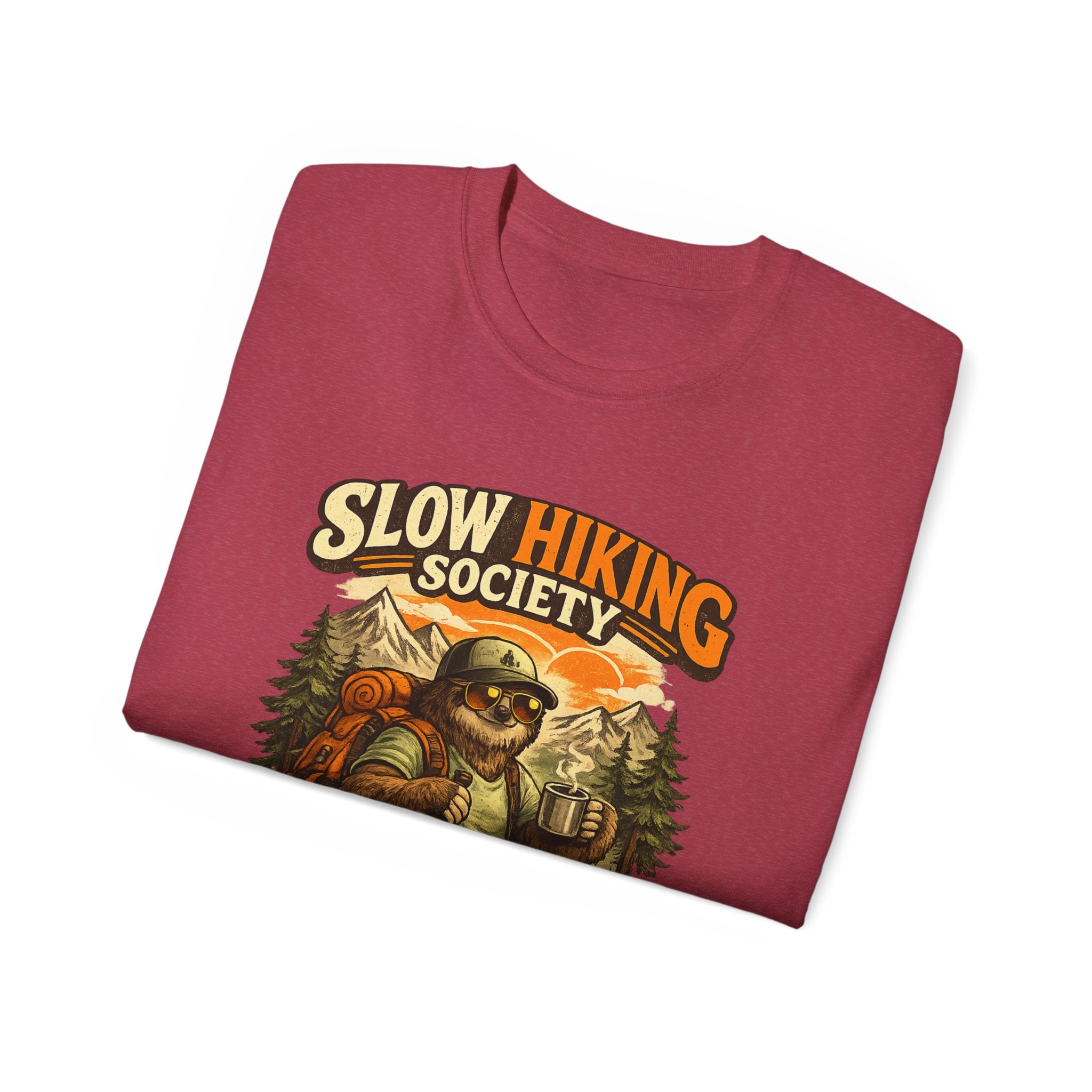 Slow Hiking Society T-Shirt — "Last One to the Top Wins" Vintage Outdoor Tee