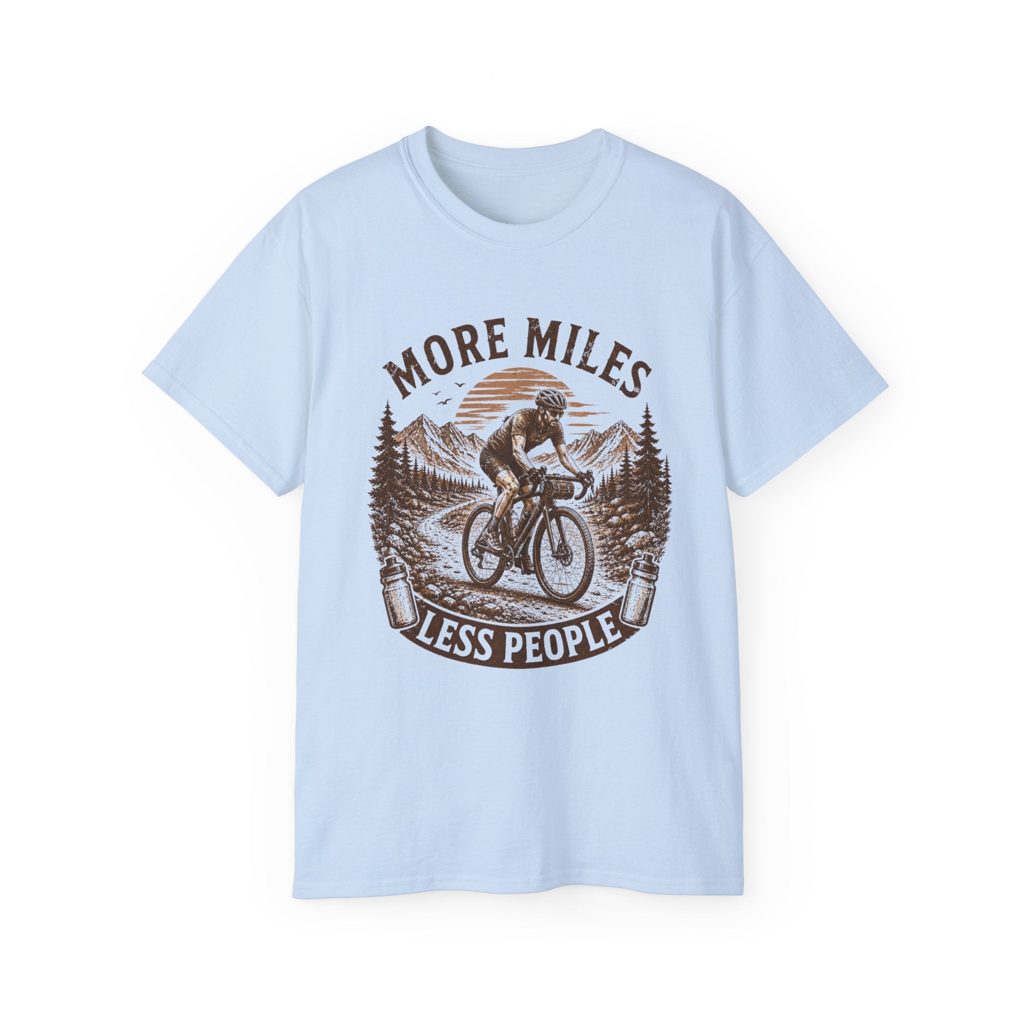 Gravel Cycling T‑Shirt — "More Miles, Less People" Gravel Bike Tee