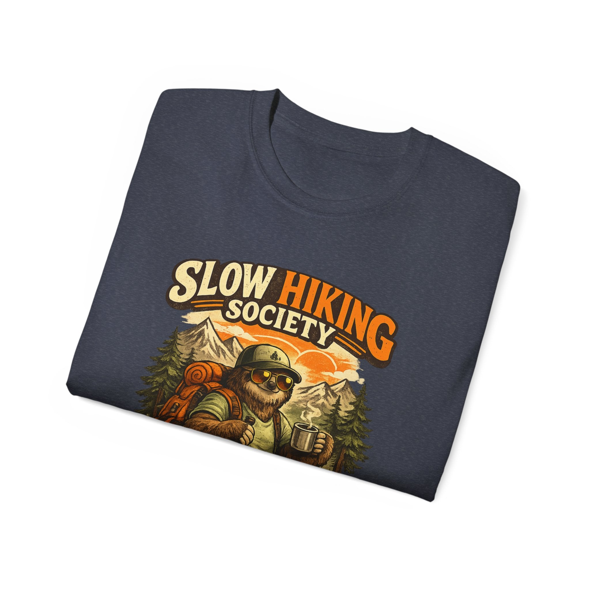 Slow Hiking Society T-Shirt — "Last One to the Top Wins" Vintage Outdoor Tee