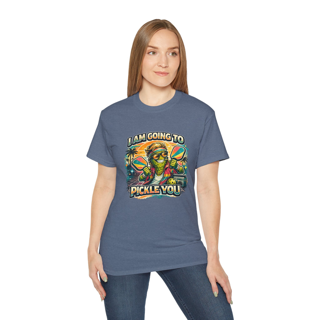 I Am Going To Pickle You Tee — Funny Pickleball Character Graphic T-Shirt