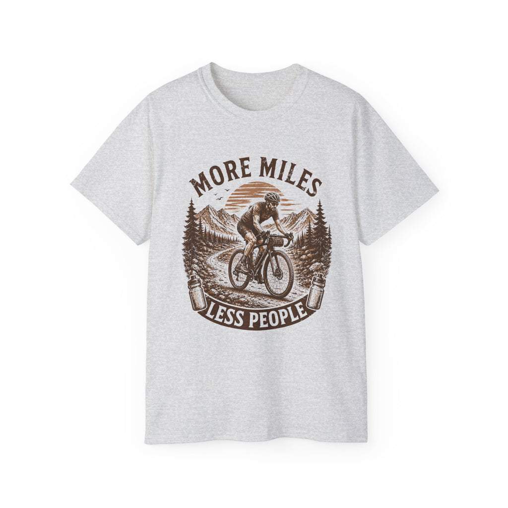 Gravel Cycling T‑Shirt — "More Miles, Less People" Gravel Bike Tee