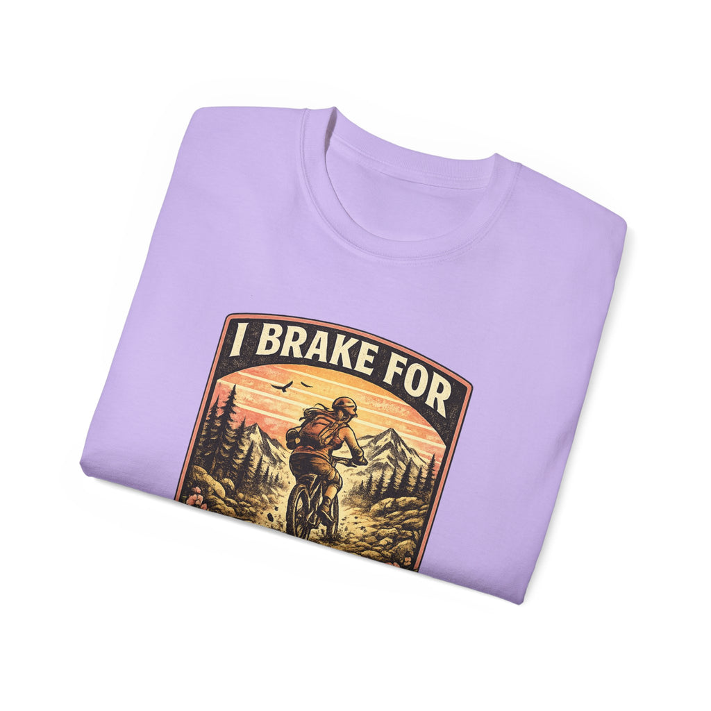 I Brake For Absolutely Nothing womans mountain biking Tee shirt  Vintage Outdoors MTB Tee