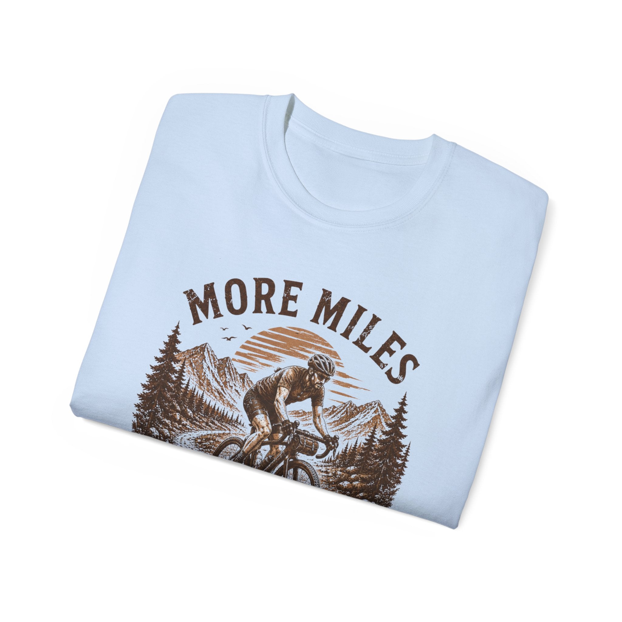 Gravel Cycling T‑Shirt — "More Miles, Less People" Gravel Bike Tee