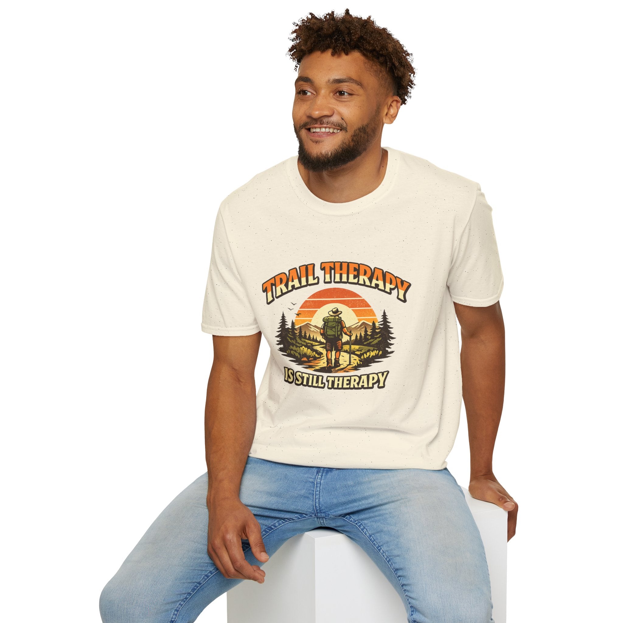 Men’s Trail Therapy T-Shirt — 'Trail Therapy Is Still Therapy' Male Hiking Graphic Tee