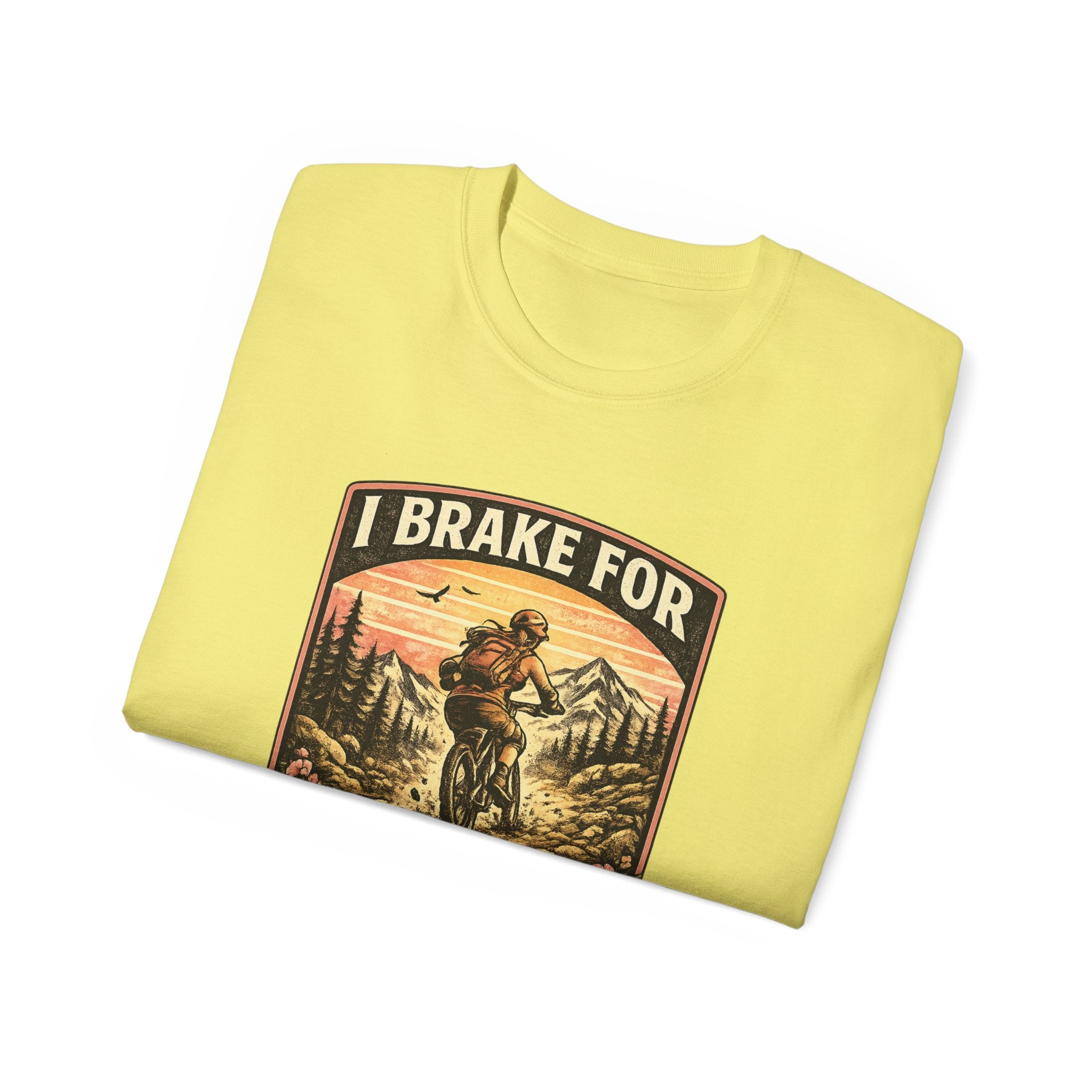 I Brake For Absolutely Nothing womans mountain biking Tee shirt  Vintage Outdoors MTB Tee