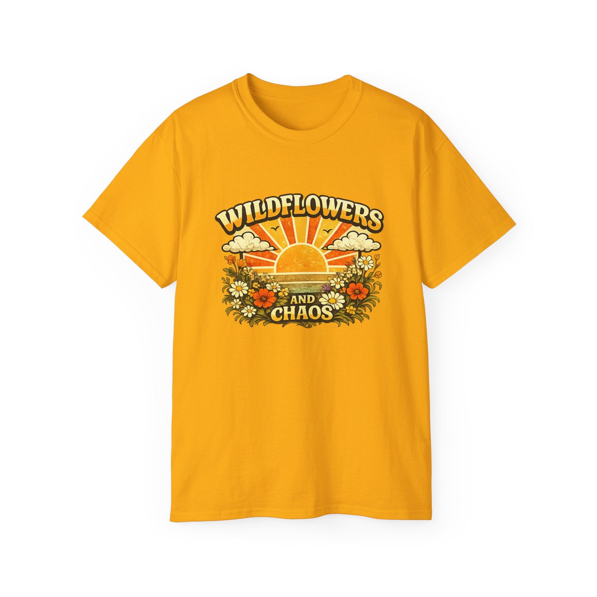 Wildflowers and Chaos Tee — Retro Sunflower Graphic T‑Shirt