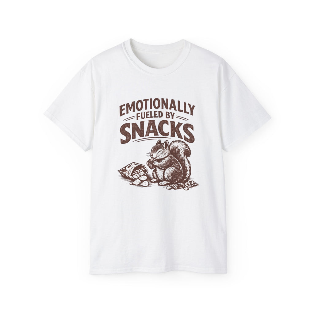 Emotionally Fueled by Snacks T-Shirt — Cute Squirrel Snack Graphic Tee