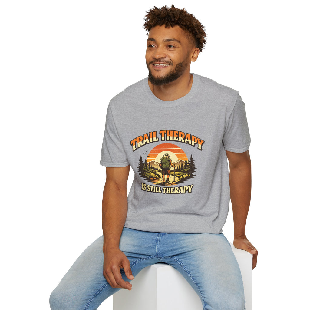 Men’s Trail Therapy T-Shirt — 'Trail Therapy Is Still Therapy' Male Hiking Graphic Tee