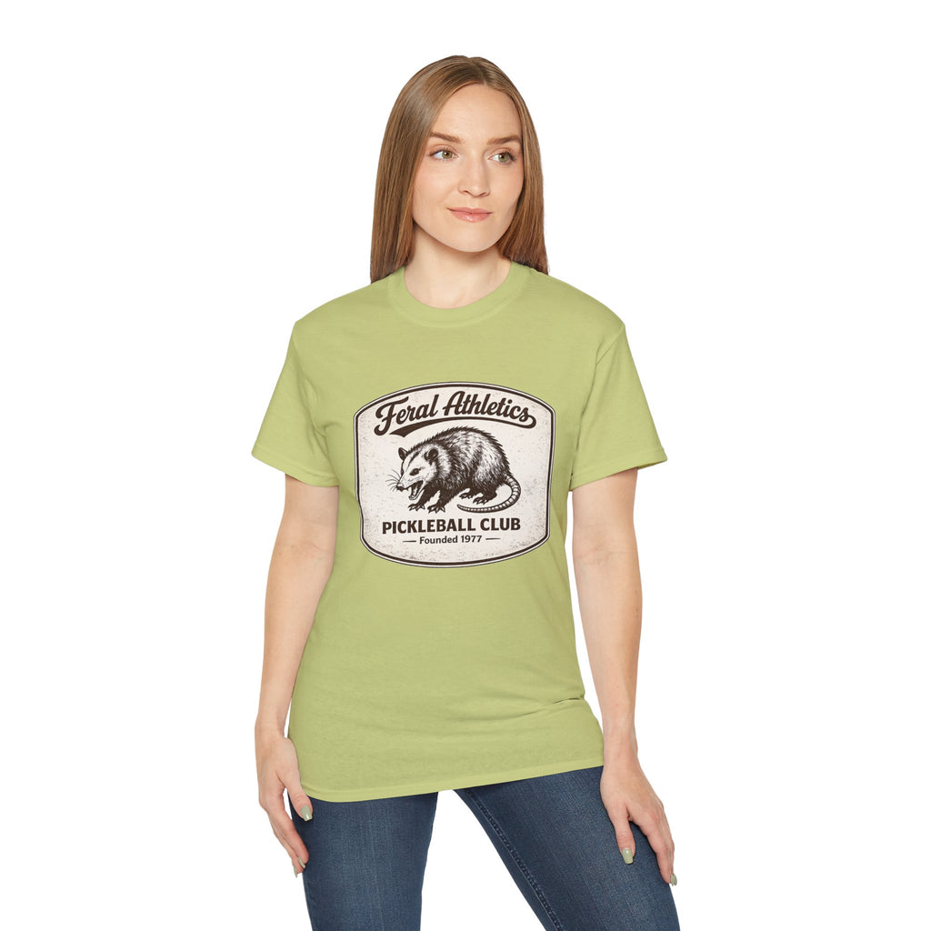 Pickleball Club Tee — "Feral Athletics" Vintage Possum Design