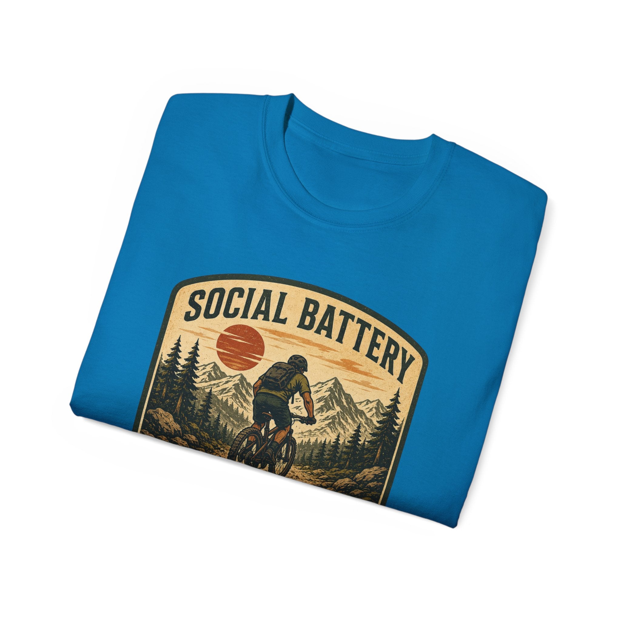 Mountain Biking Tee — "Social Battery Charges on Trails Only" Graphic T‑Shirt