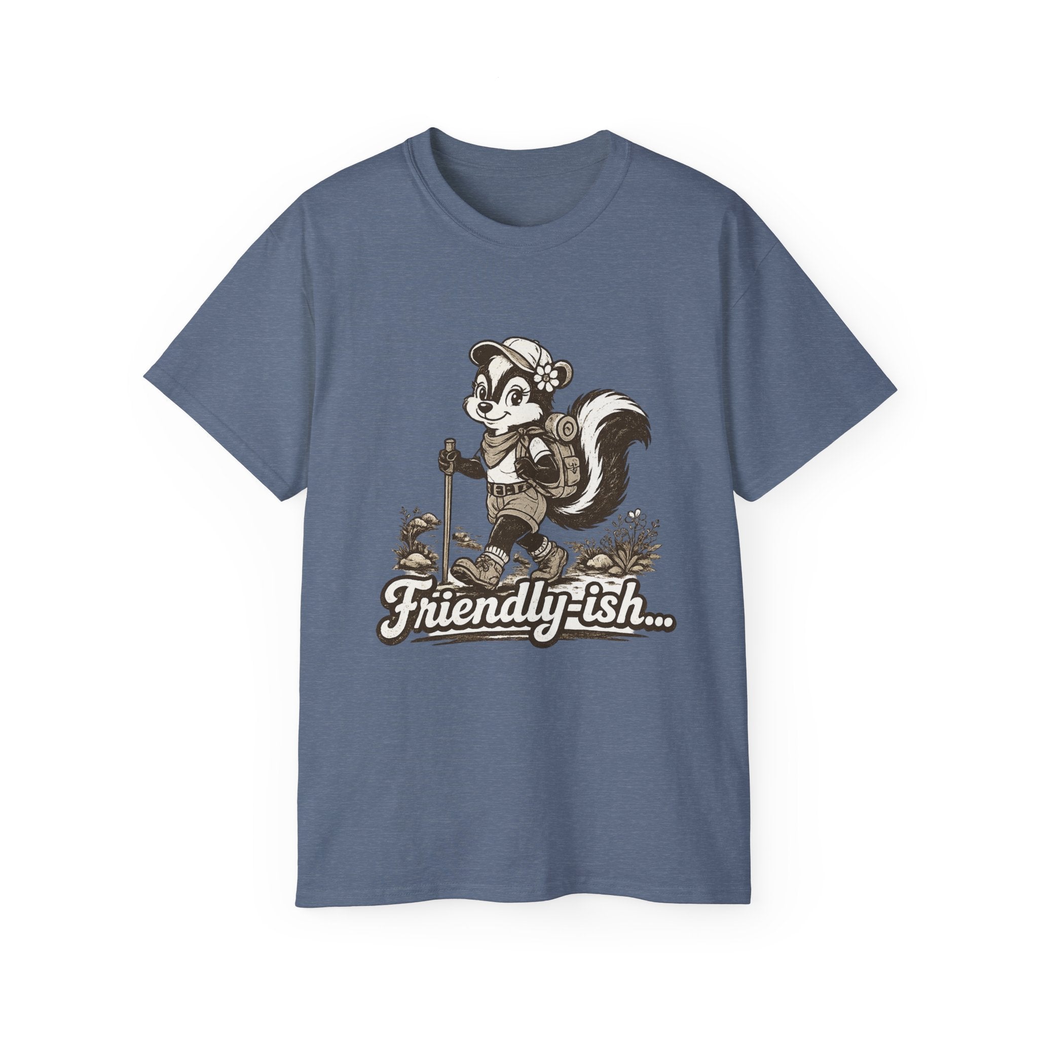 Friendly-ish Woman's Hiking Skunk Tee — Retro Outdoors Graphic T-Shirt