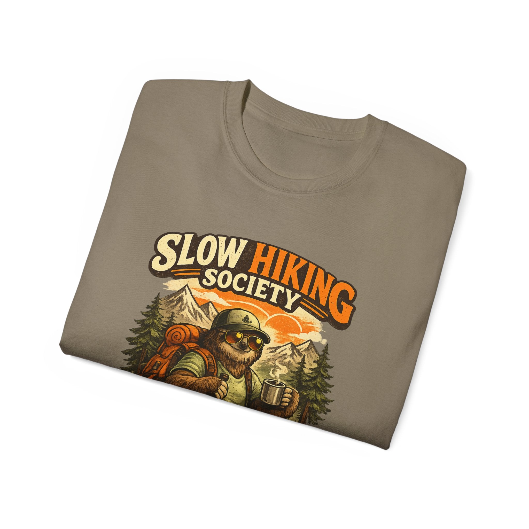 Slow Hiking Society T-Shirt — "Last One to the Top Wins" Vintage Outdoor Tee