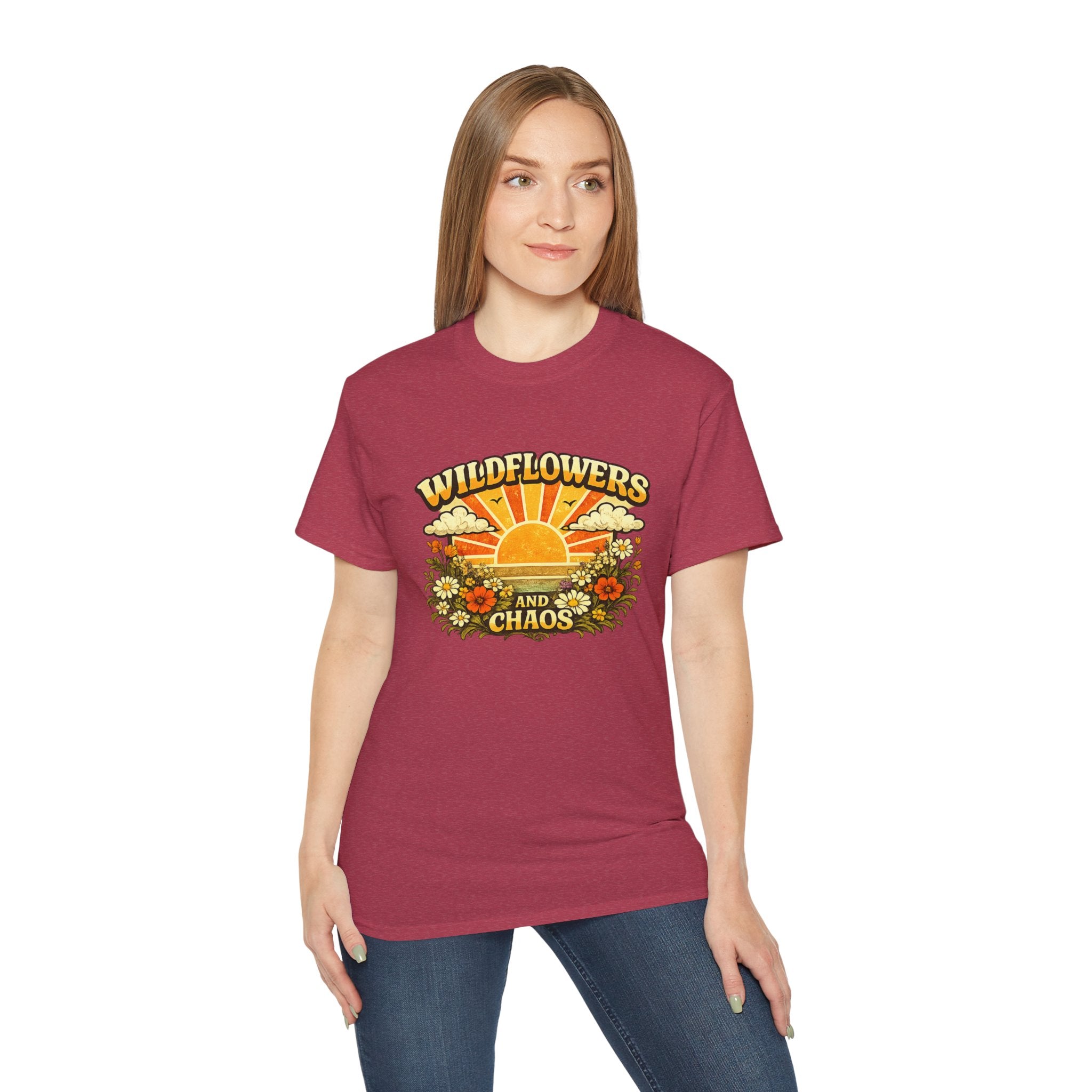 Wildflowers and Chaos Tee — Retro Sunflower Graphic T‑Shirt