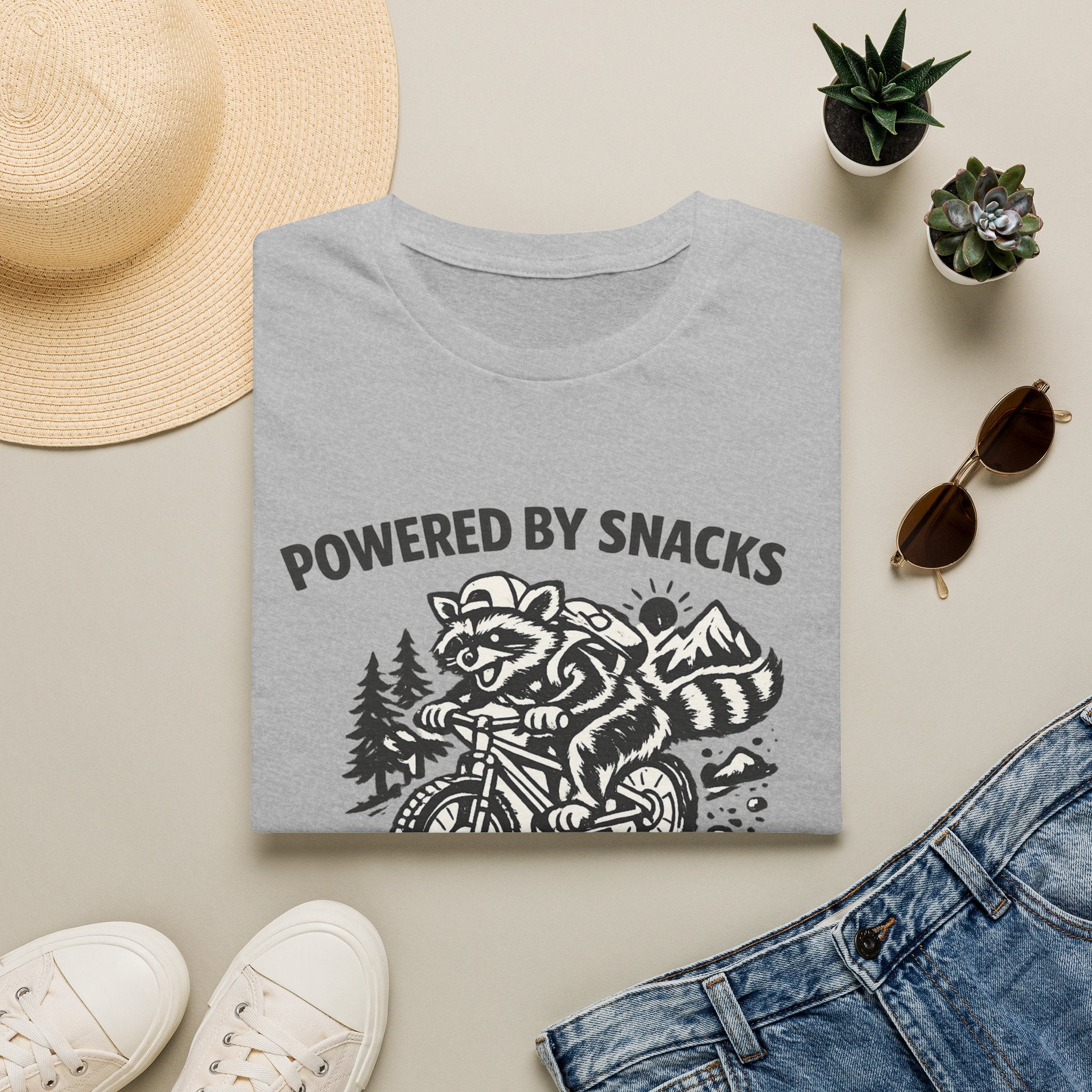 Mountain biking Tee Shirt  Powered by Snacks and Bad Decisions Graphic Tee