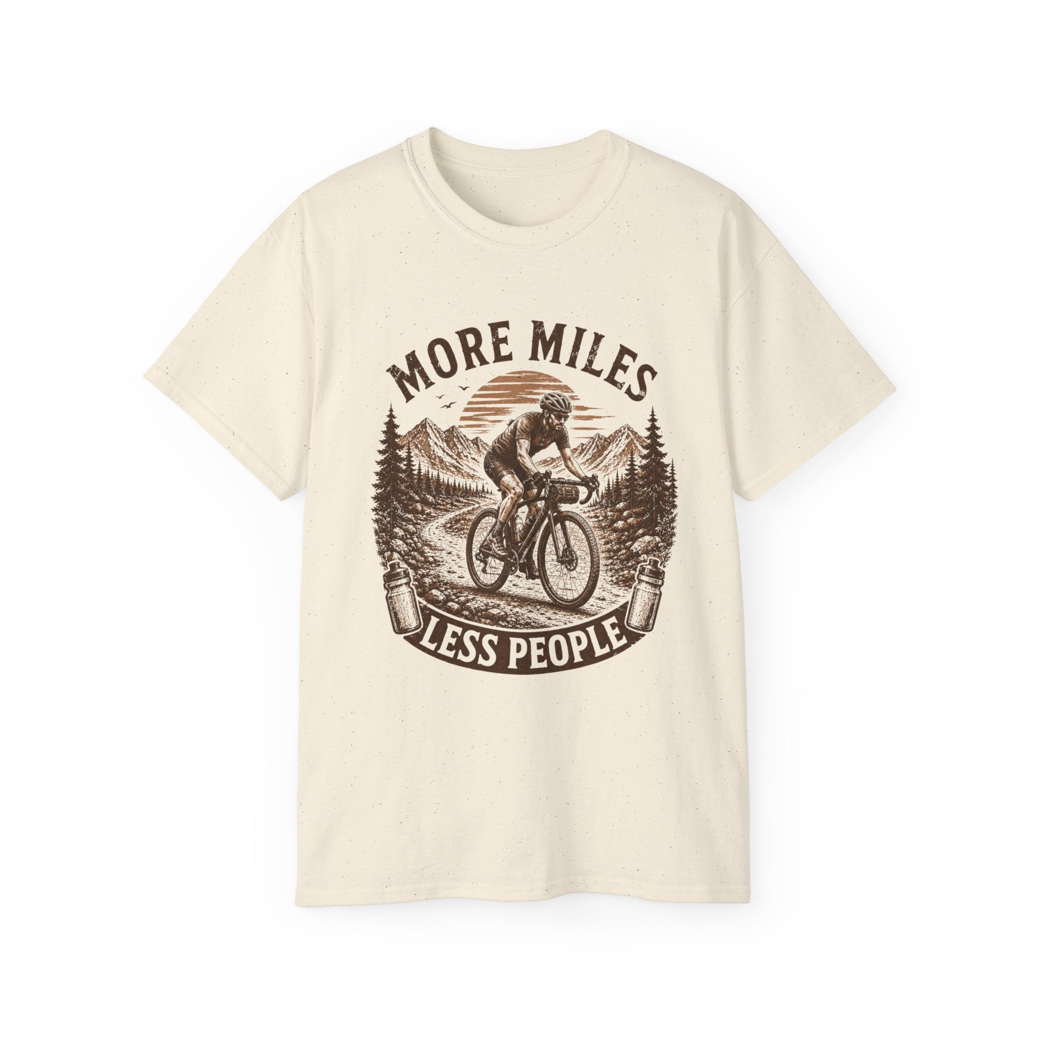 Gravel Cycling T‑Shirt — "More Miles, Less People" Gravel Bike Tee