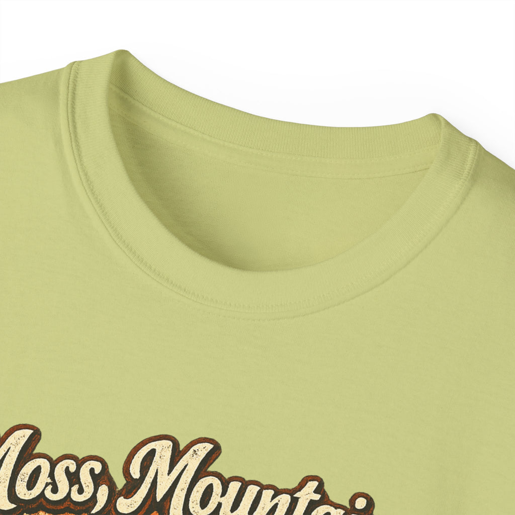 Moss, Mountains & Morning Coffee Tee — Vintage Camping Coffee T‑Shirt