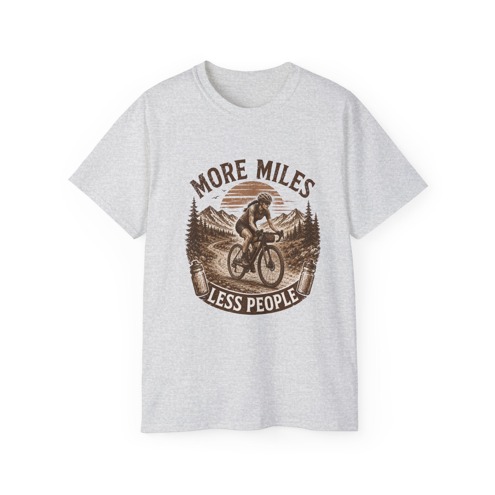 Women’s Gravel Cycling Tee — "More Miles Less People" Gravel Biker Shirt