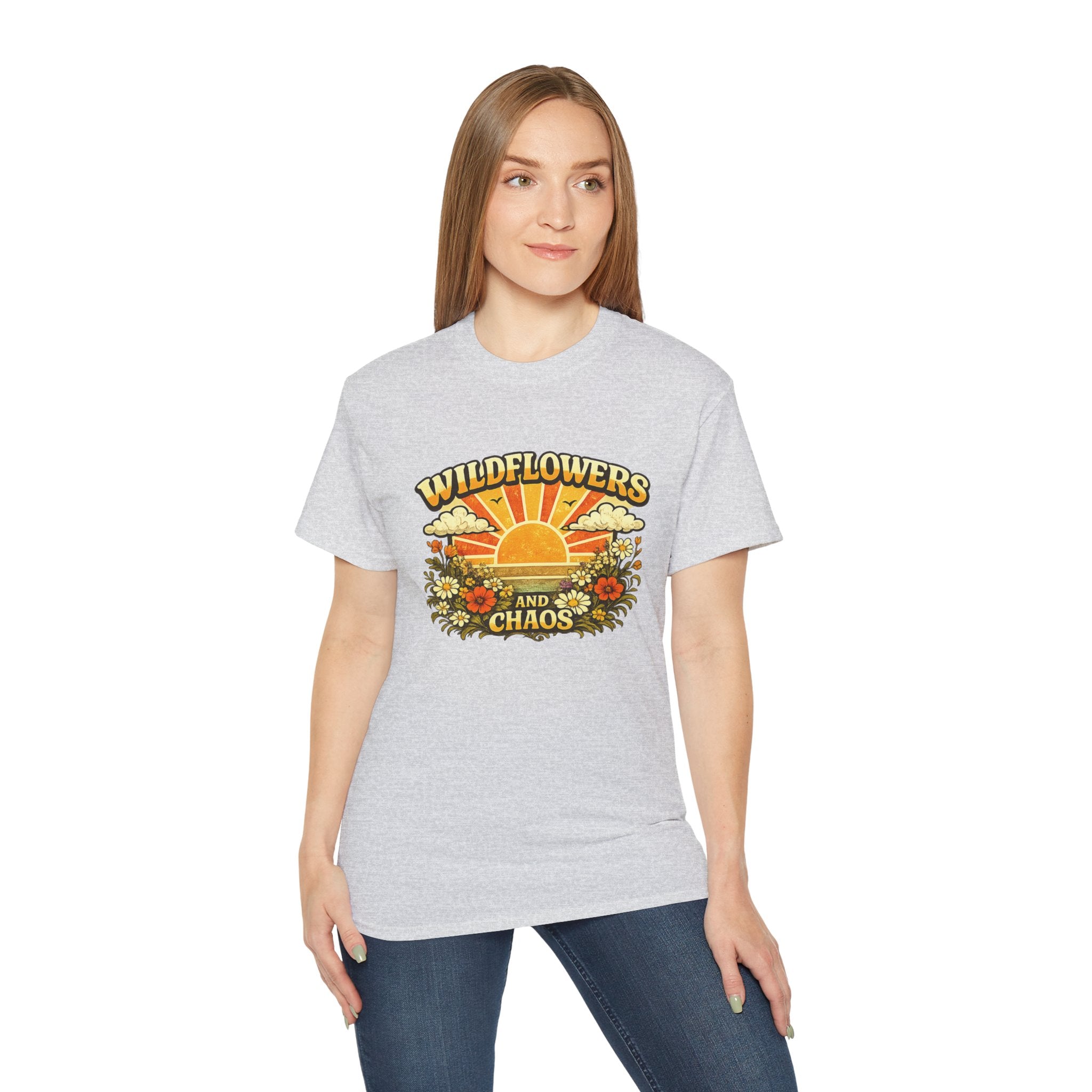 Wildflowers and Chaos Tee — Retro Sunflower Graphic T‑Shirt