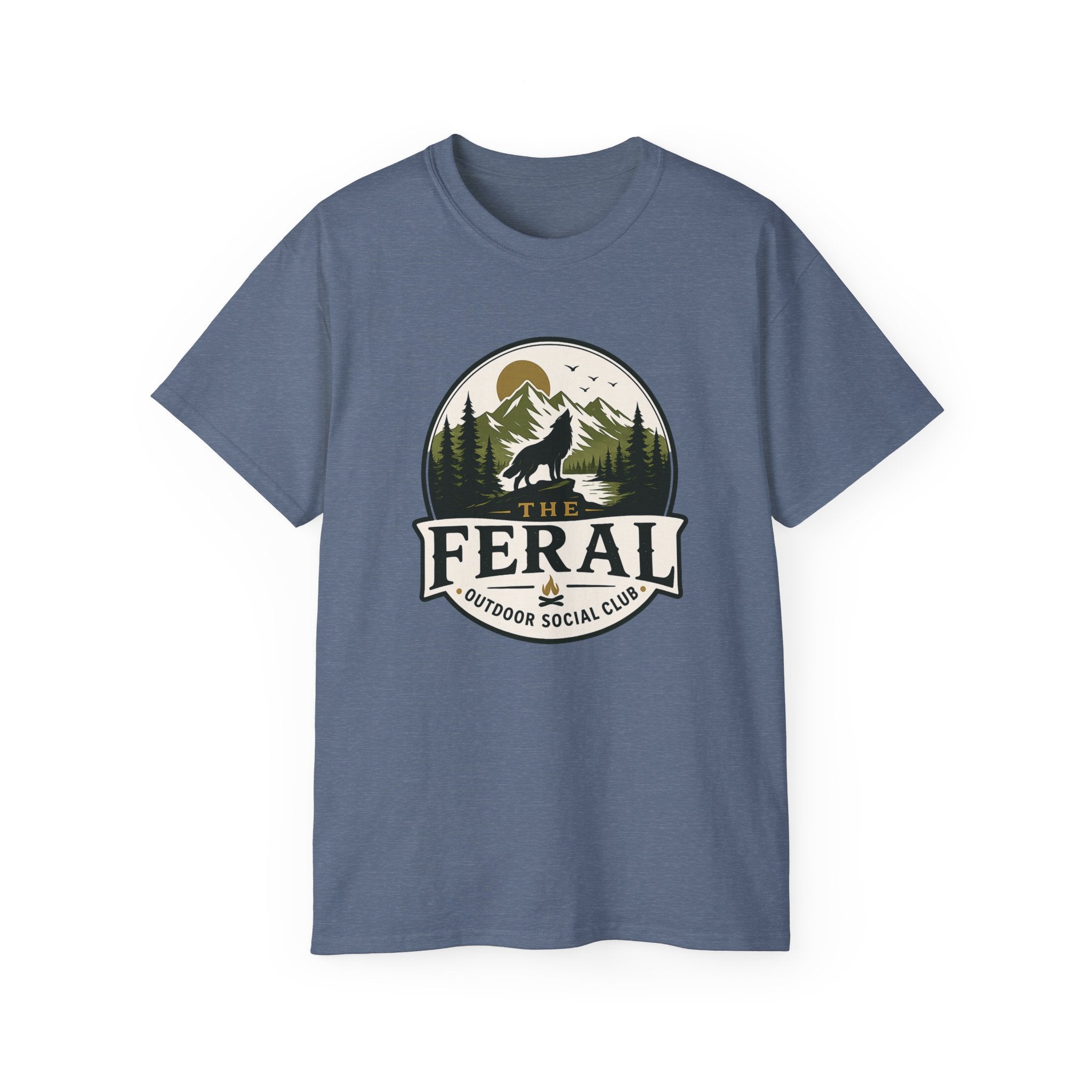 Feral Outdoor Social Club T-Shirt — Wilderness Wolf Logo Tee