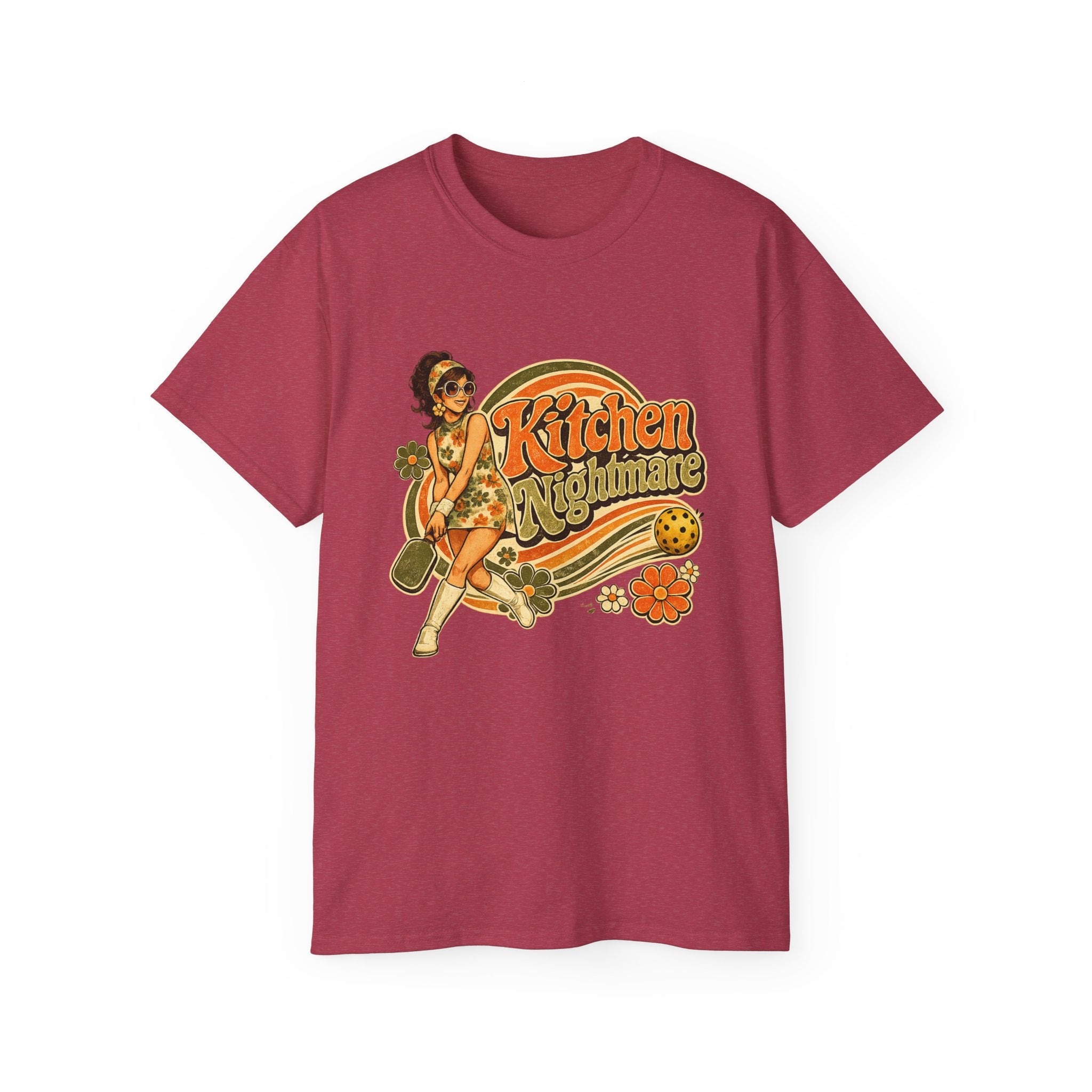 Kitchen Nightmare Retro Tee — Vintage Pinup Pickleball Graphic Shirt
