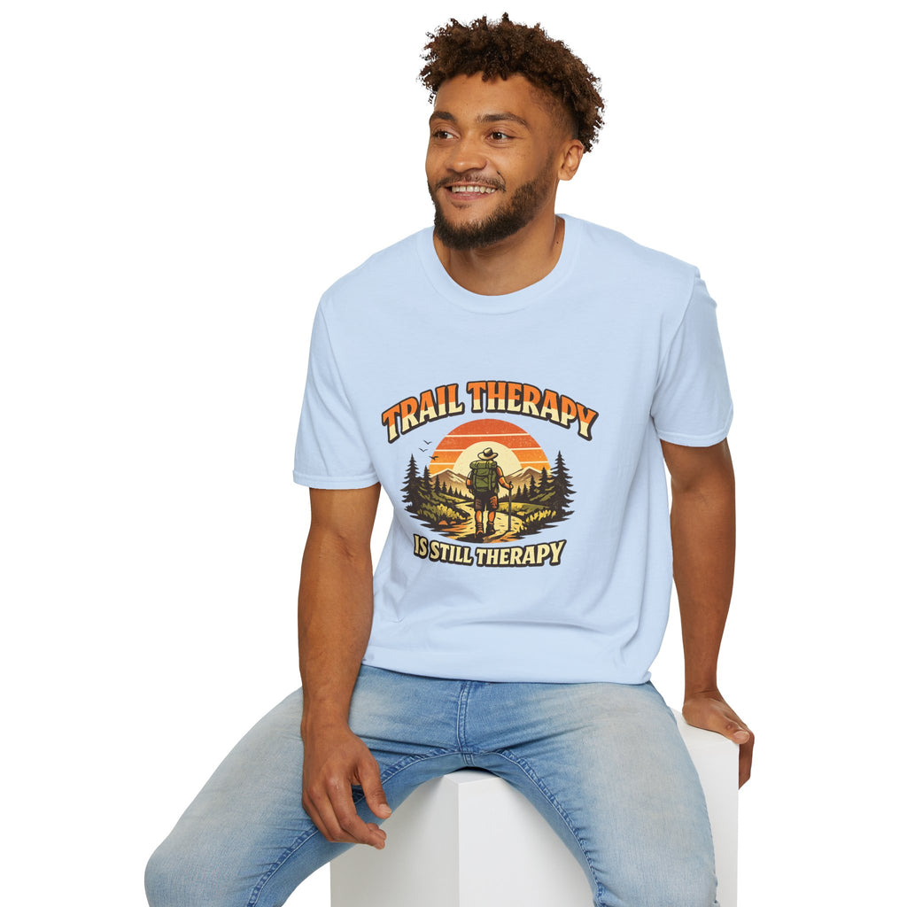 Men’s Trail Therapy T-Shirt — 'Trail Therapy Is Still Therapy' Male Hiking Graphic Tee