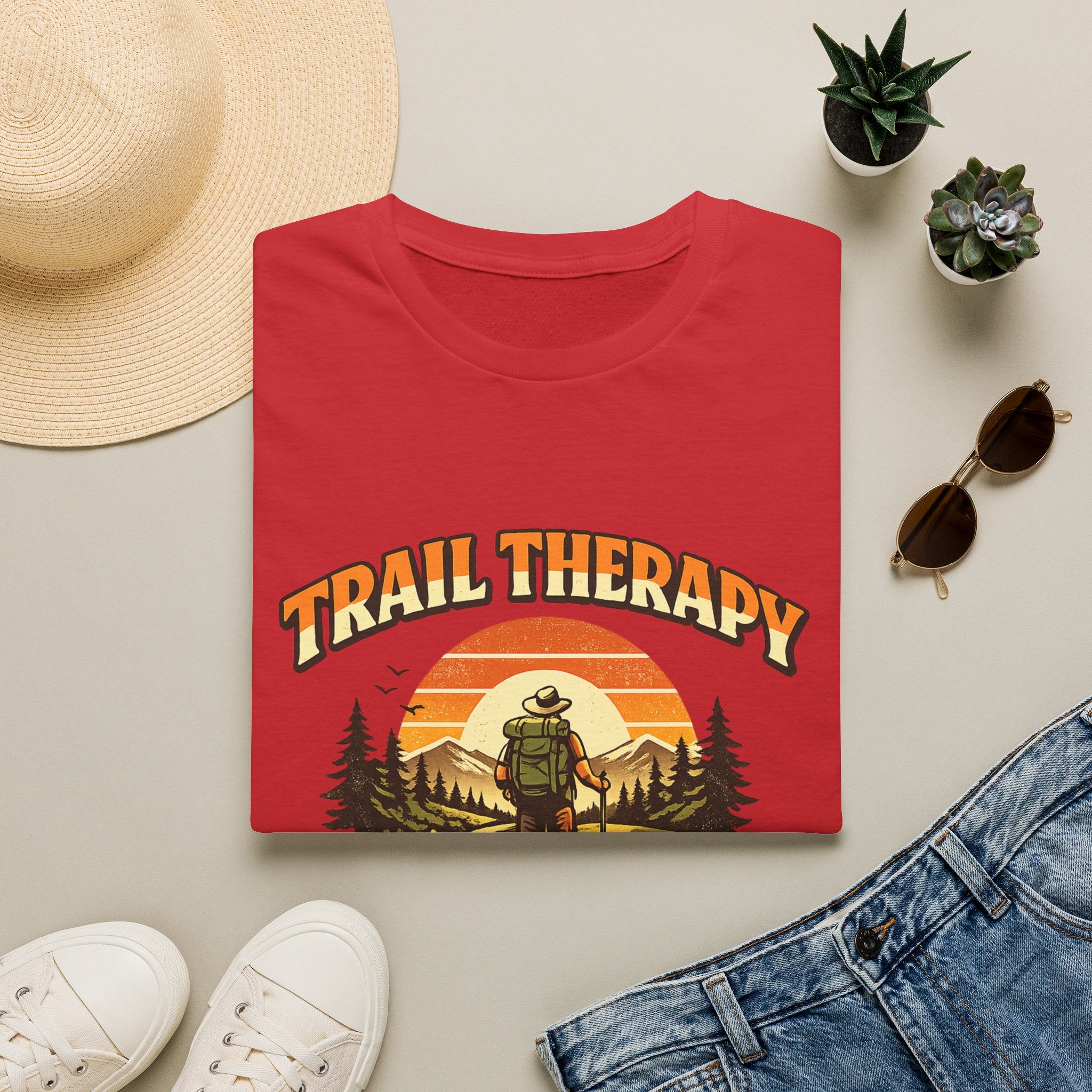 Men’s Trail Therapy T-Shirt — 'Trail Therapy Is Still Therapy' Male Hiking Graphic Tee