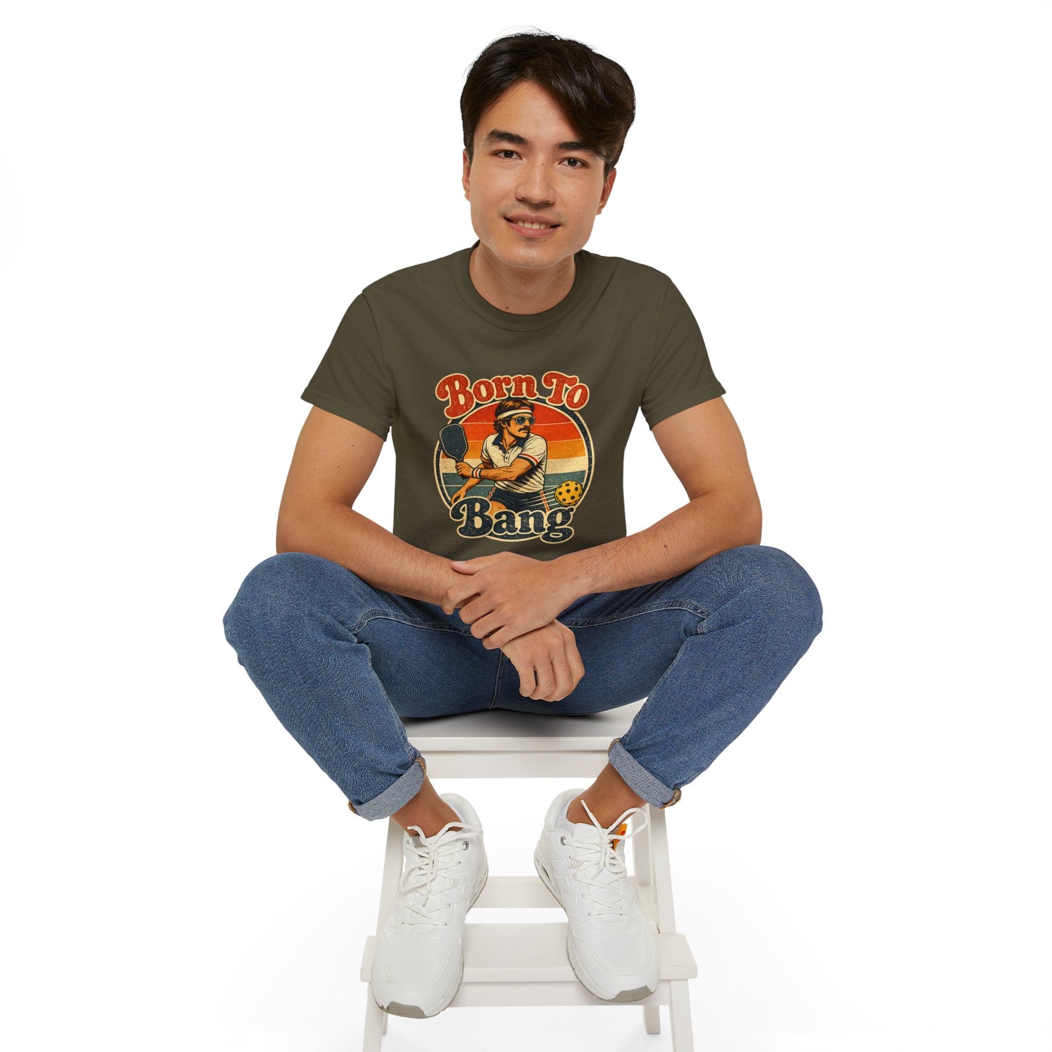 Men’s Born To Bang Vintage Pickleball T-Shirt — Retro Court Player Tee