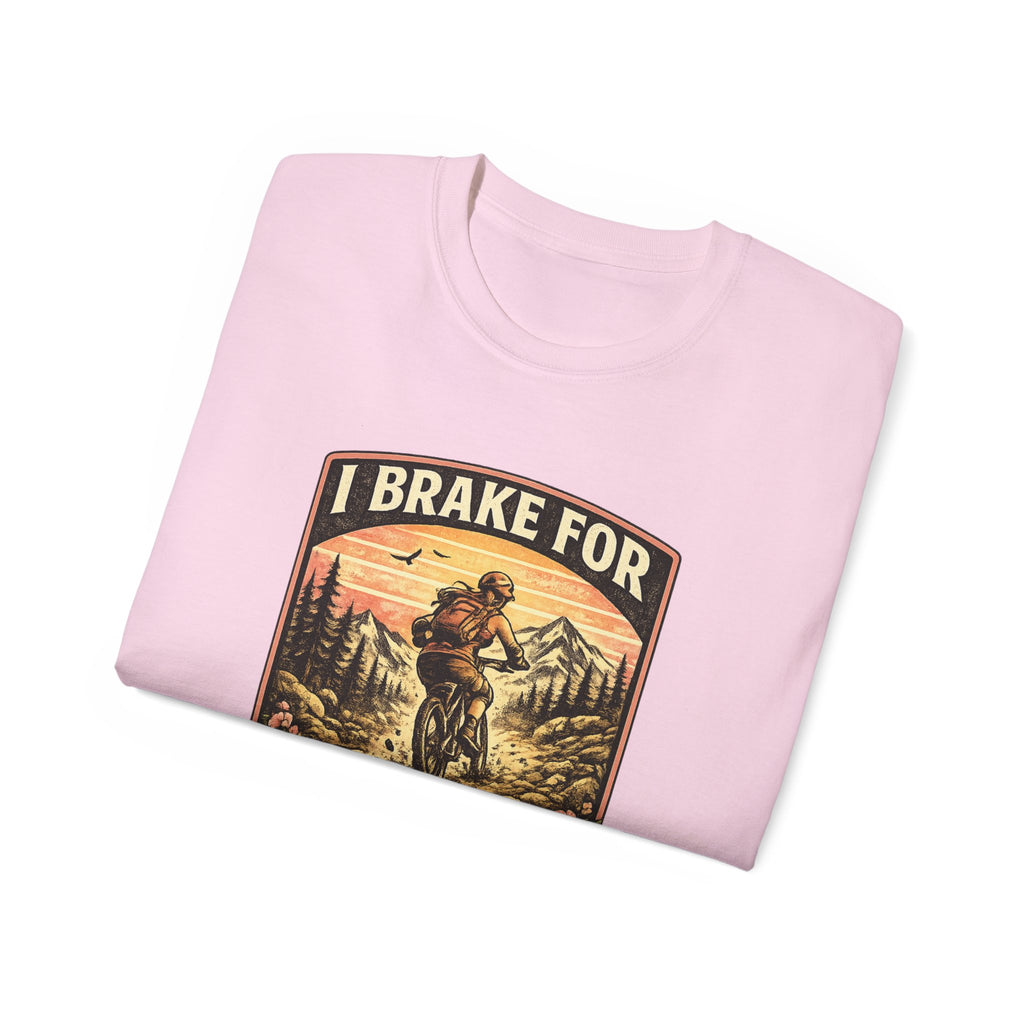 I Brake For Absolutely Nothing womans mountain biking Tee shirt  Vintage Outdoors MTB Tee