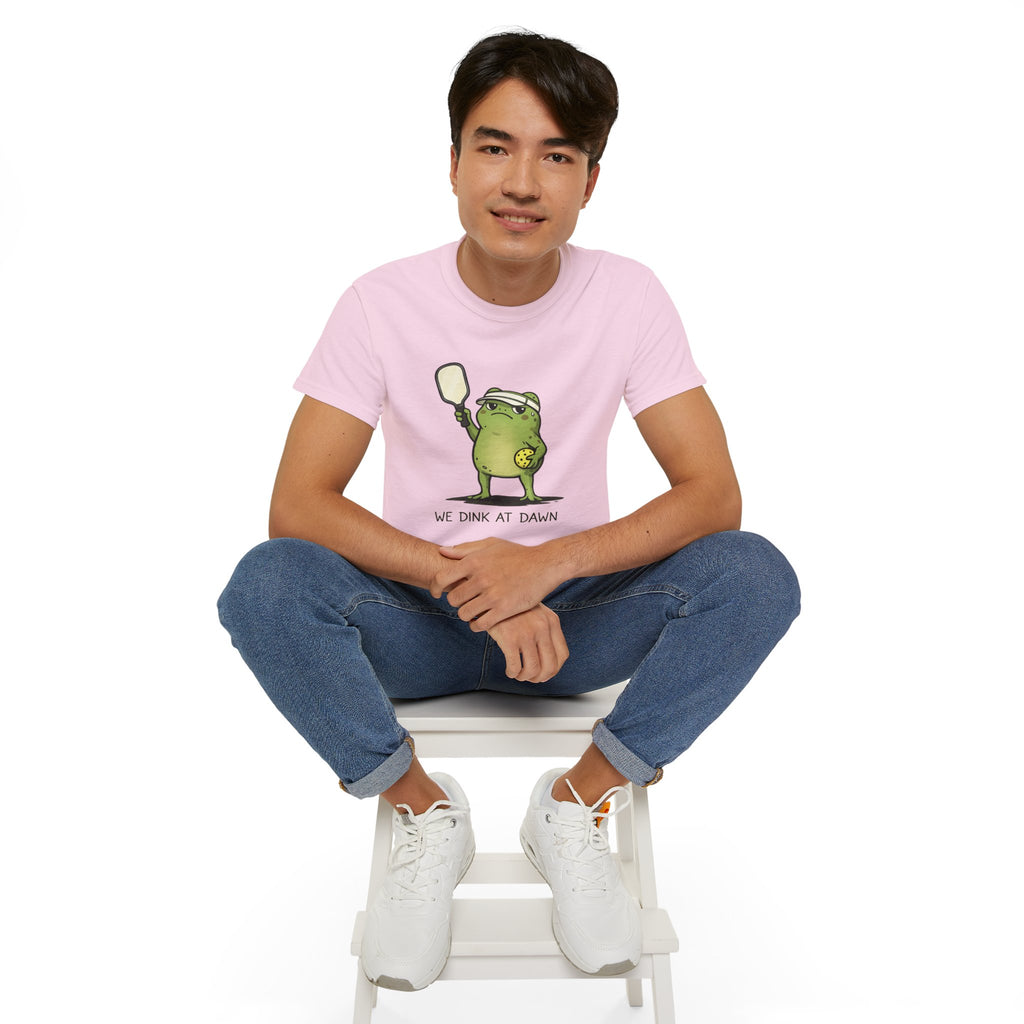 “We Drink at Dawn” Funny Pickleball T-Shirt — Cute Drunk Pickleball Graphic Tee