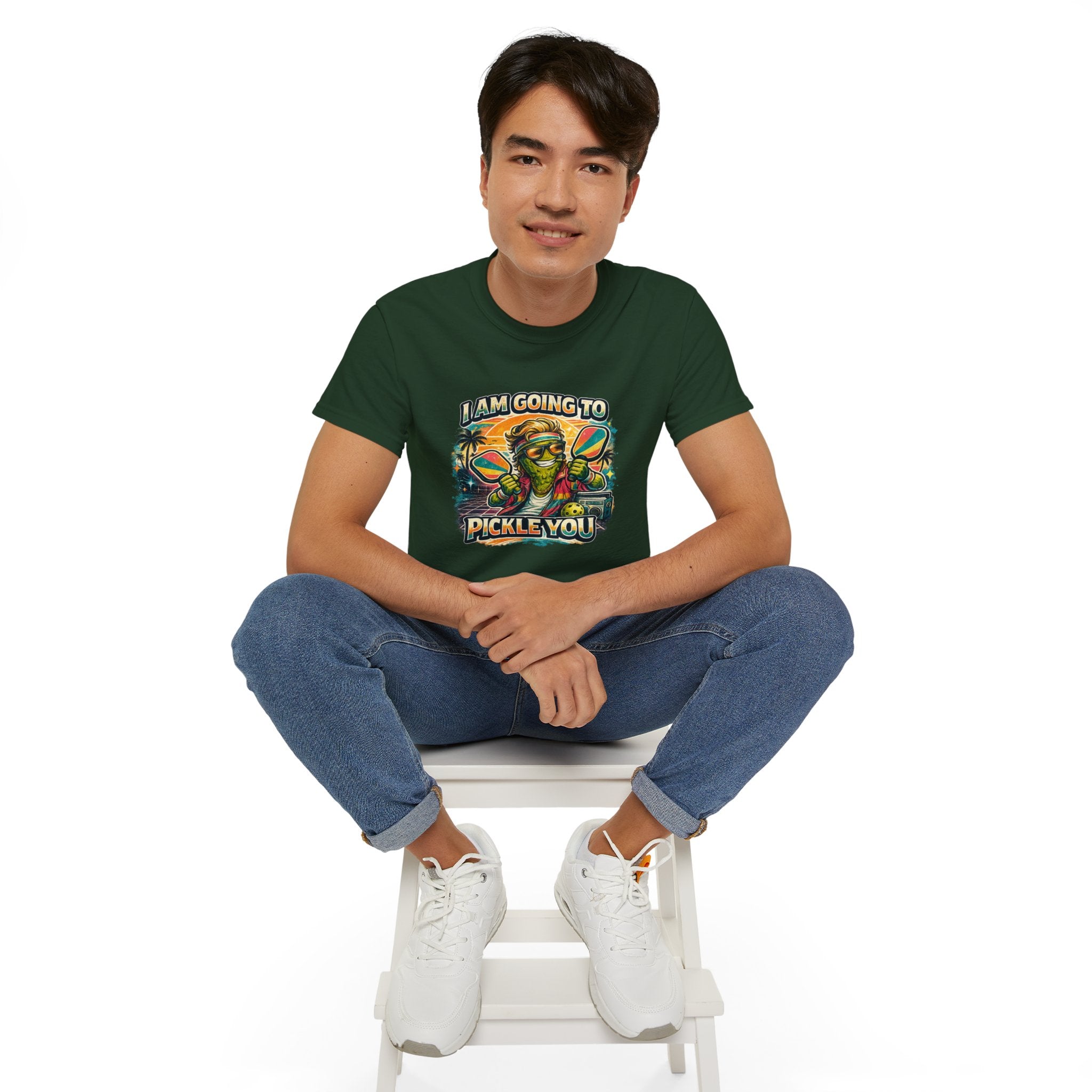 I Am Going To Pickle You Tee — Funny Pickleball Character Graphic T-Shirt