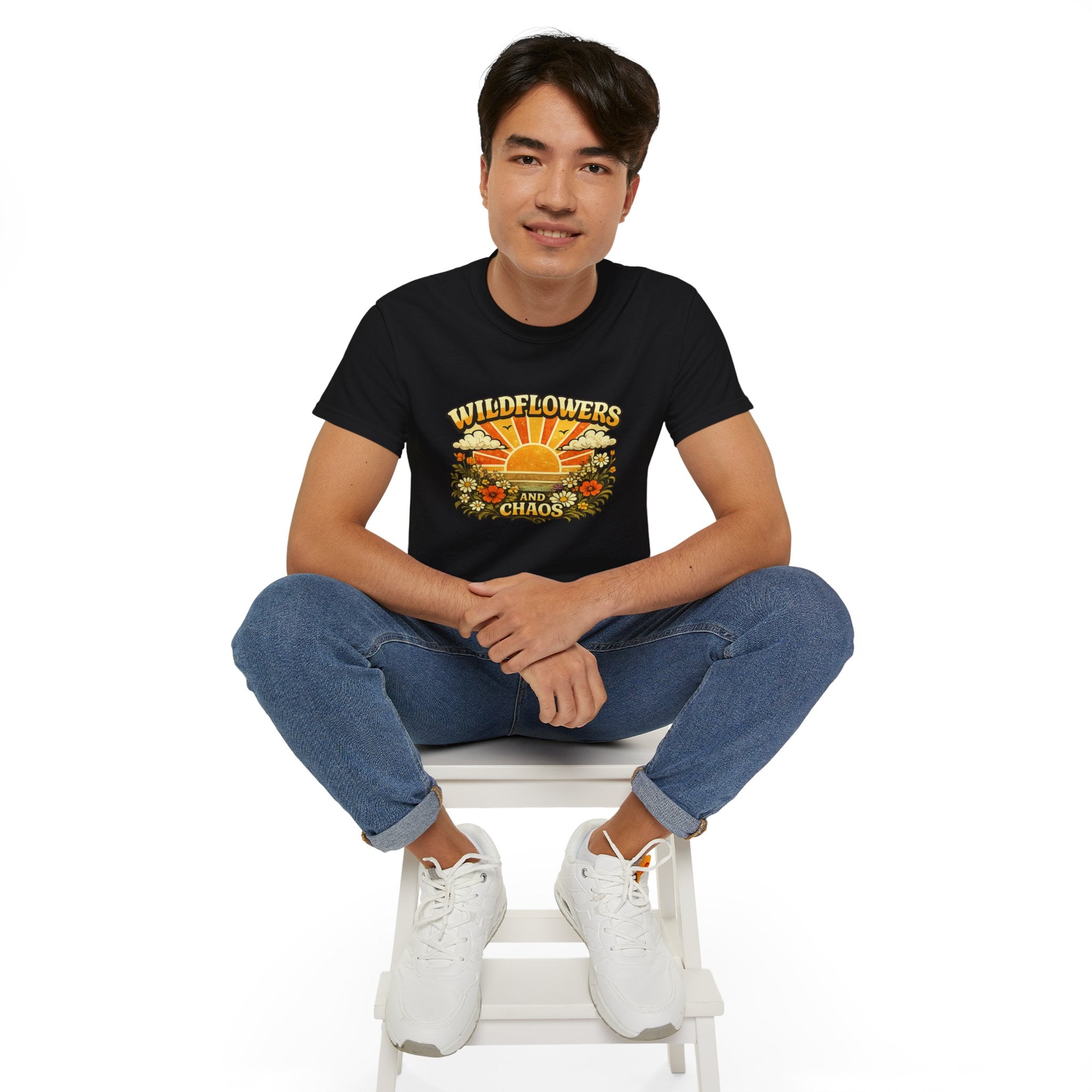Wildflowers and Chaos Tee — Retro Sunflower Graphic T‑Shirt