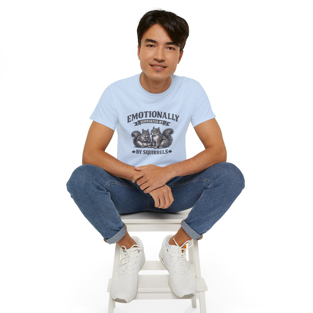 T-Shirt — "Emotionally Supported by Squirrels" Vintage Graphic Tee