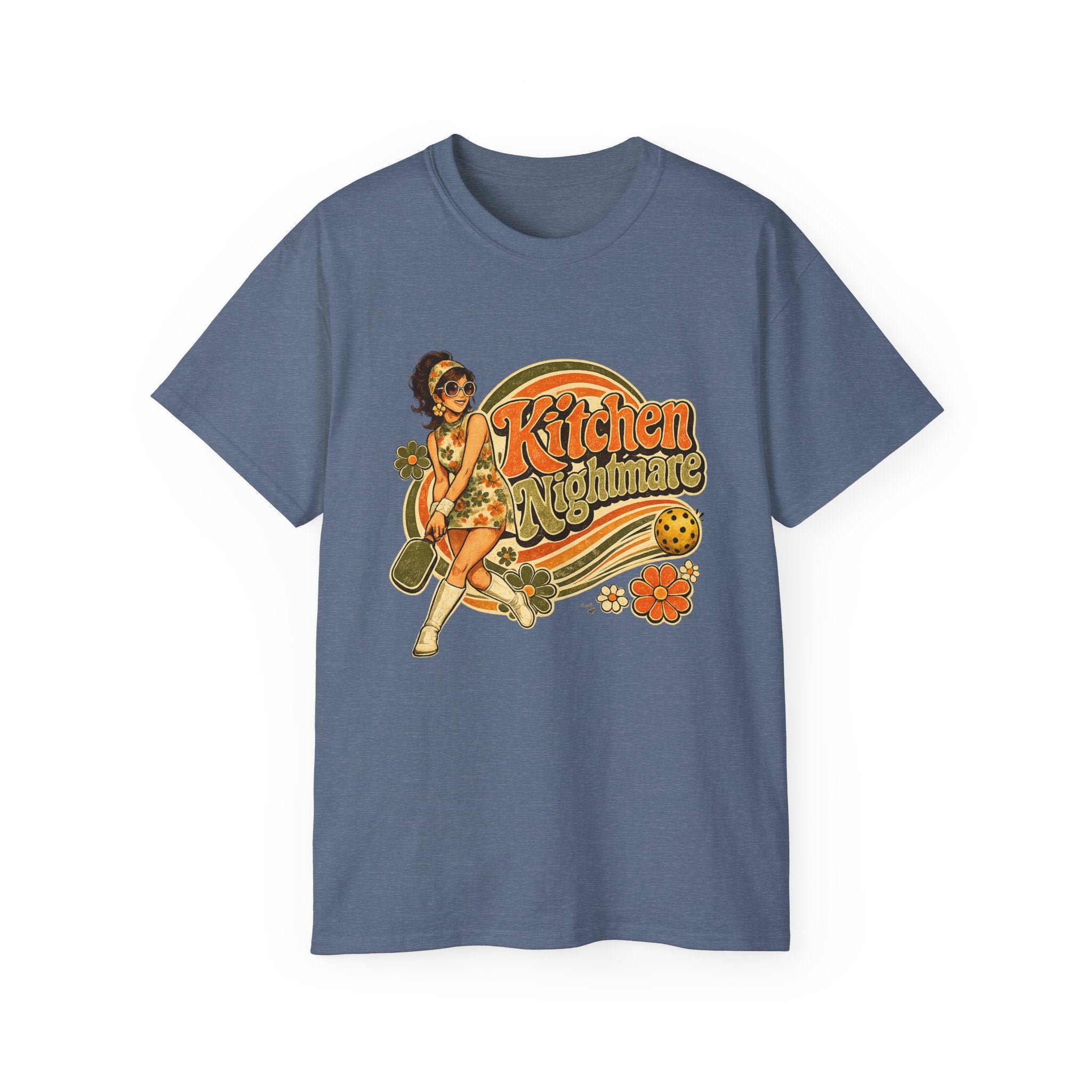Kitchen Nightmare Retro Tee — Vintage Pinup Pickleball Graphic Shirt