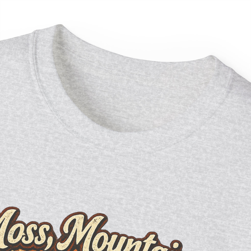 Moss, Mountains & Morning Coffee Tee — Vintage Camping Coffee T‑Shirt