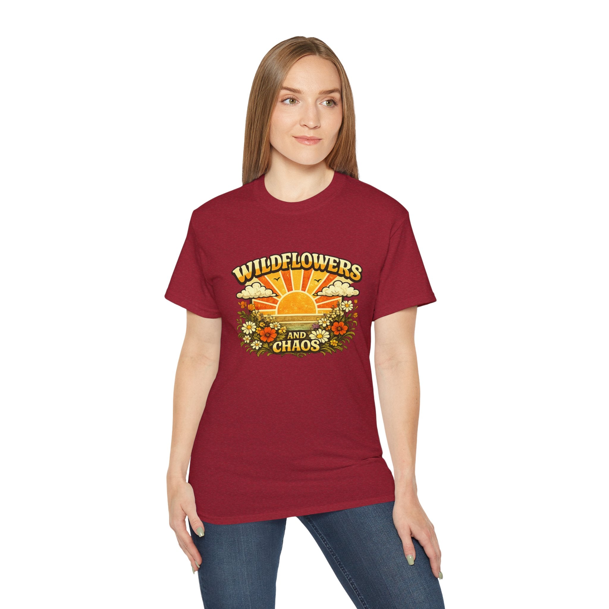 Wildflowers and Chaos Tee — Retro Sunflower Graphic T‑Shirt